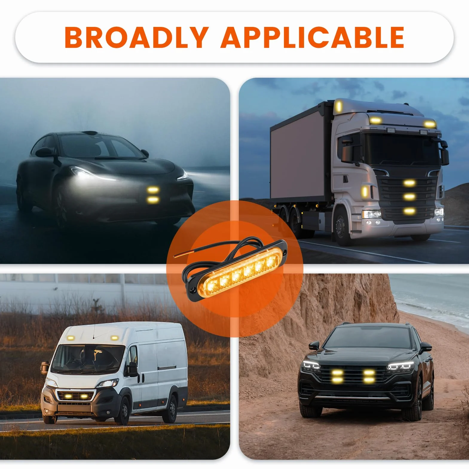 Luces Estroboscópicas LED 12V 24V IP65 Impermeable 4 Piezas para Coche Vehículo Camión