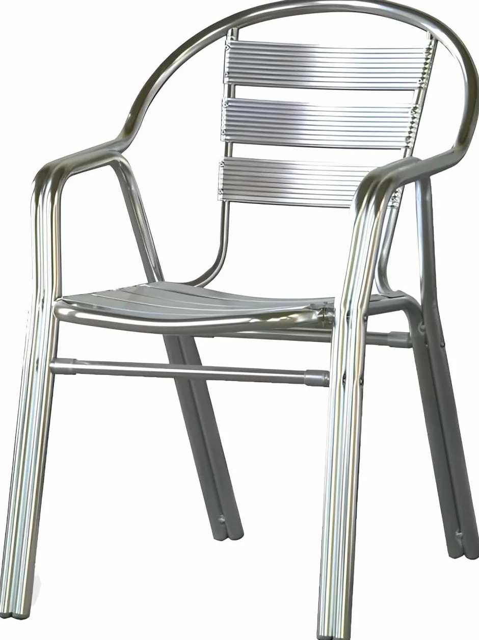 MBH – Silla de Aluminio de Doble Tubo para hostelería. Silla Industrial para terraza Exterior e Interior de Bar, Restaurante, Hotel y cafetería. Mobiliario hostelería (4 Unidades).
