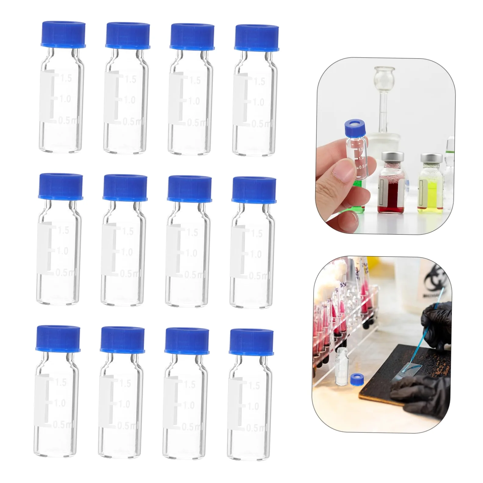 Gatuida 500piezas Frascos De Vidrio Tapa De Muestreo Transparentes Con Escala Botellas Pequeñas Para Almacenamiento De Muestras Para Laboratorio y Uso Doméstico