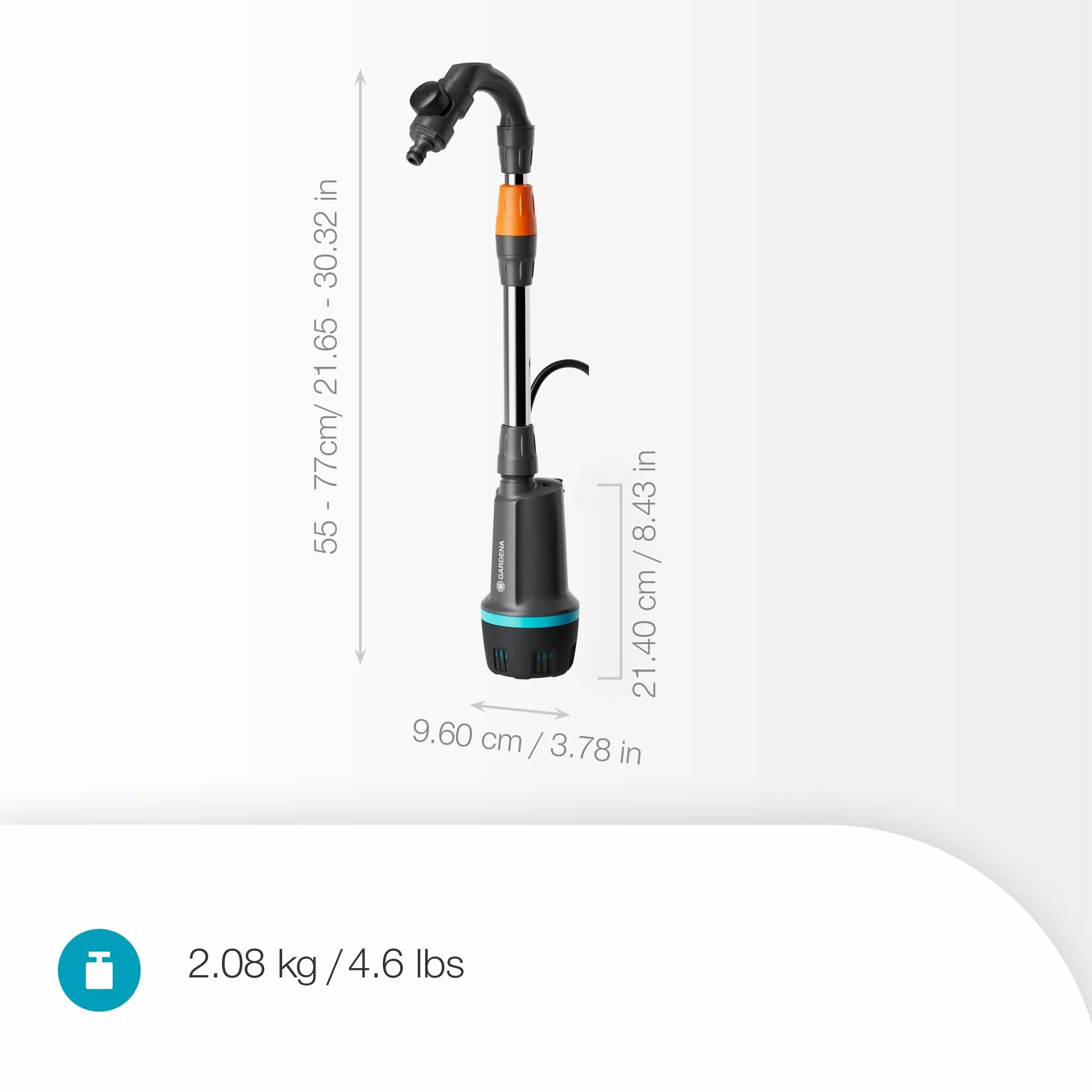 Gardena Bomba para depósitos de aguas de lluvia con batería 2400 Comfort Automatic 18V Solo: Bomba automática de agua, Control de riego programado, Función temporizadora, Presión constante (14605-55)