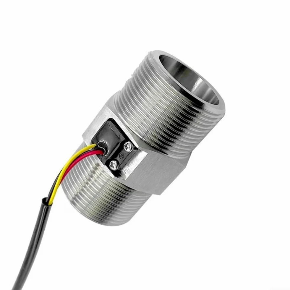 Sensor de flujo de agua efecto Hall, acero inoxidable 304, 9-150 litros por minuto, alta resistencia a la presión, para circulación de bomba de calor, CC 3 V, 5 V, 12 V, 24 V, conexión