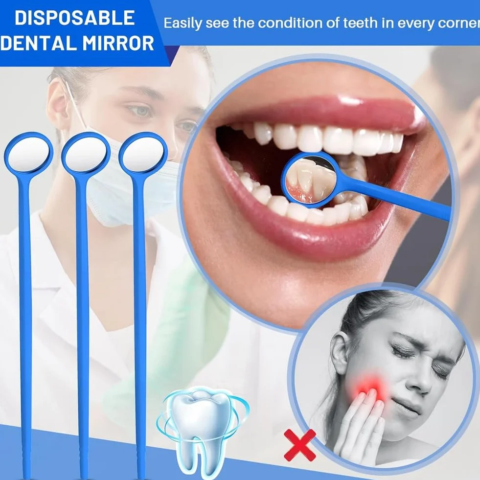 Espejo Dental Desechable 300 Piezas Antivaho Empaquetado Individualmente