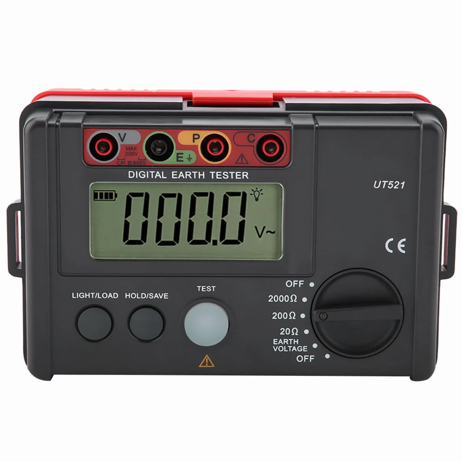 Aislador de tierra física UT521 Medidor de tierra digital Medidor de resistencia de tierra física Equipo Ohmiómetro con estuche de almacenamiento, 50Hz / 60Hz