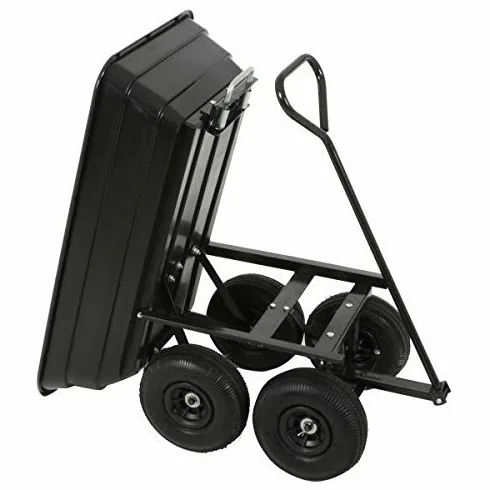 Varan Motors TC1801 Carrito de jardín con contenedor basculante, carrito transportador remolque con volquete, carga 250Kg máx.