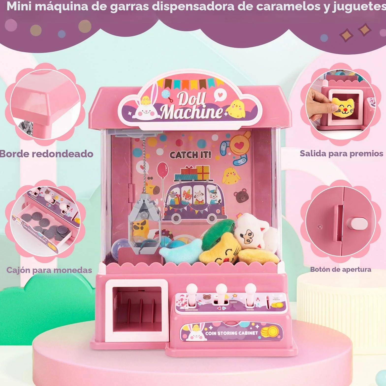 Máquinas Expendedoras de Garras para Niños, Mini Máquina de Garra Candy Grabber, Regalos Cumpleaños 3-8 Años