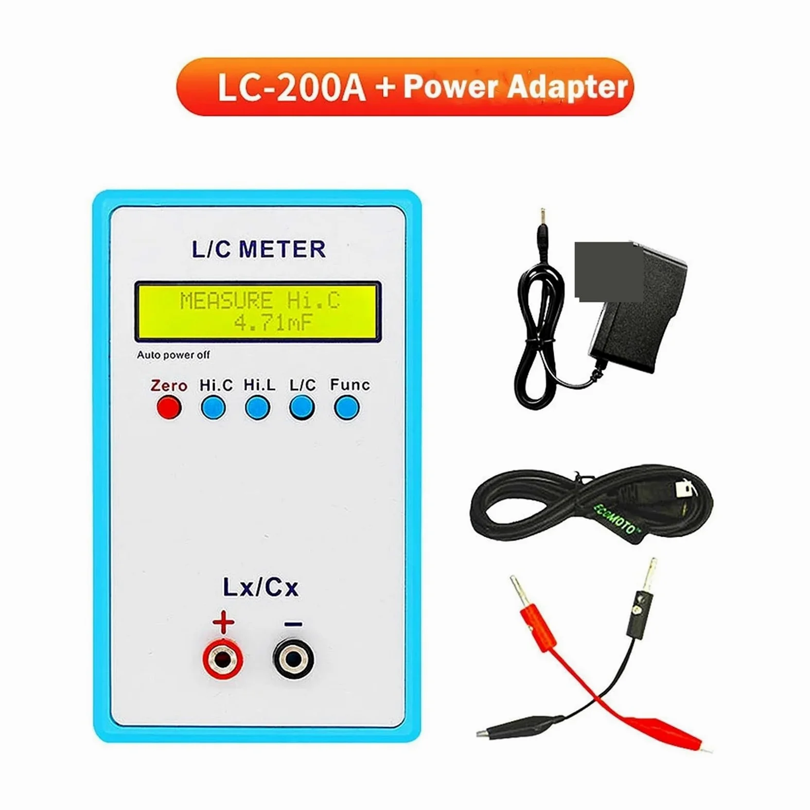 Medidor LCR, Medidor de capacitancia e inductancia portátil LC200A Puente digital Pantalla LCD retroiluminada LCR Probador