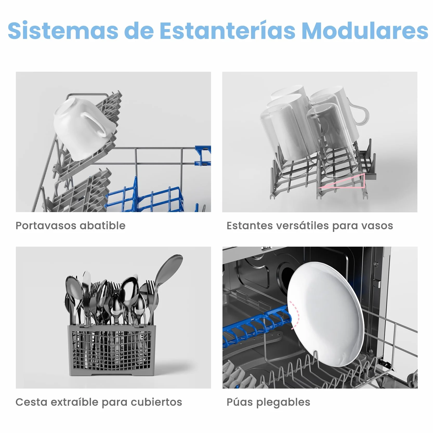 COMFEE' CDWMT0602EWD-EU Lavavajillas de Sobremesa Compacto 6 Cubiertos 6 Programas Clase D Pantalla LED 24H Inicio Diferido 70°C 47 dB Blanco