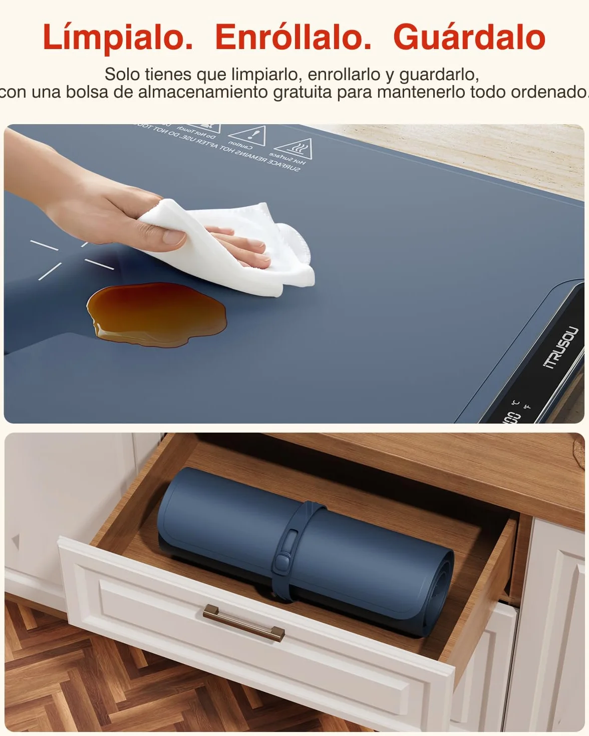 Bandeja Térmica iTRUSOU, Manta Eléctrica con Timer 1-99H, 7 Temperaturas Ajustables, Calor de Superficie Completa