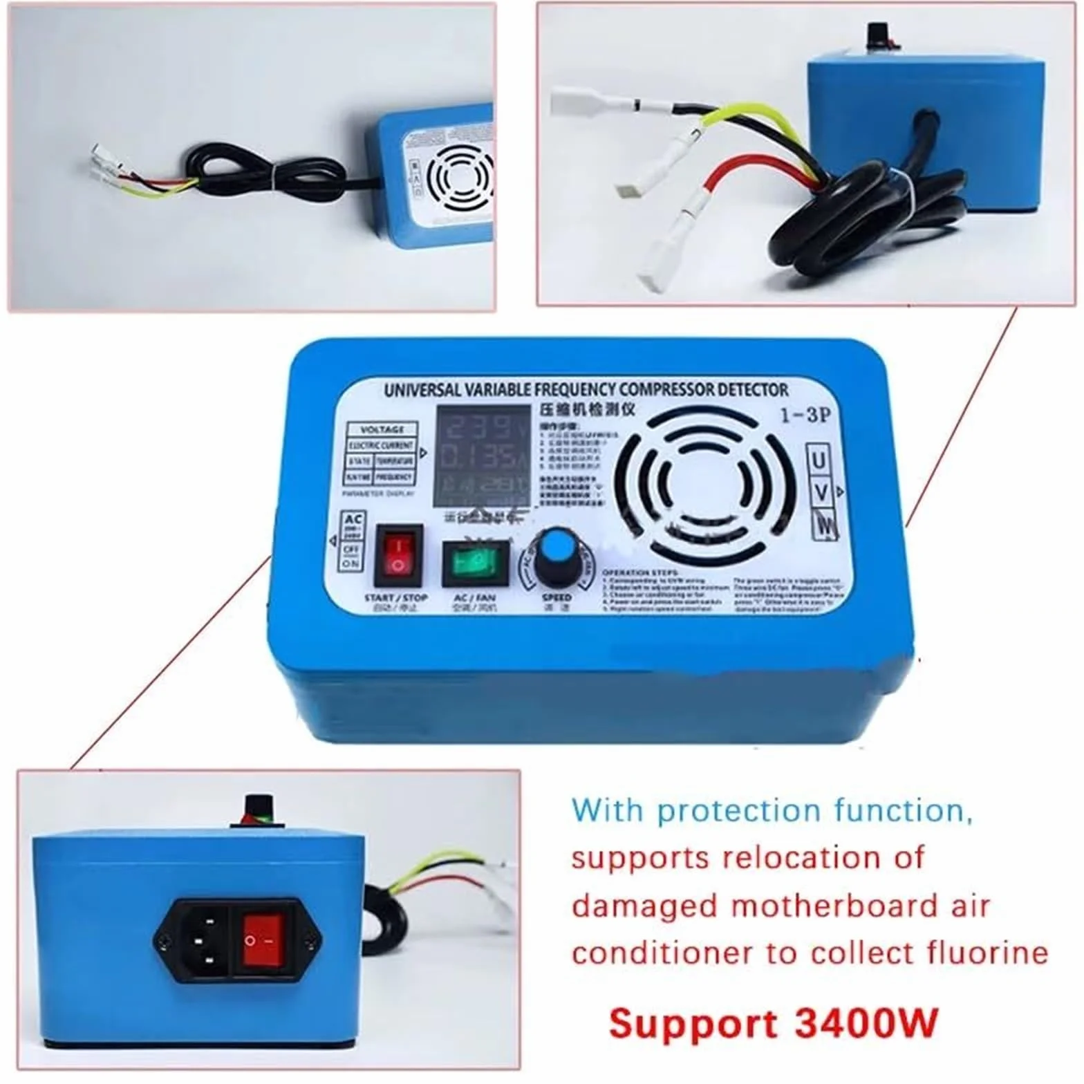 Probador de resistencia, Probador De Placa Inversor Compresor Refrigerador, Herramienta Prueba Válvula Solenoide Pulso Universal, 1-5HP,Ohmímetro