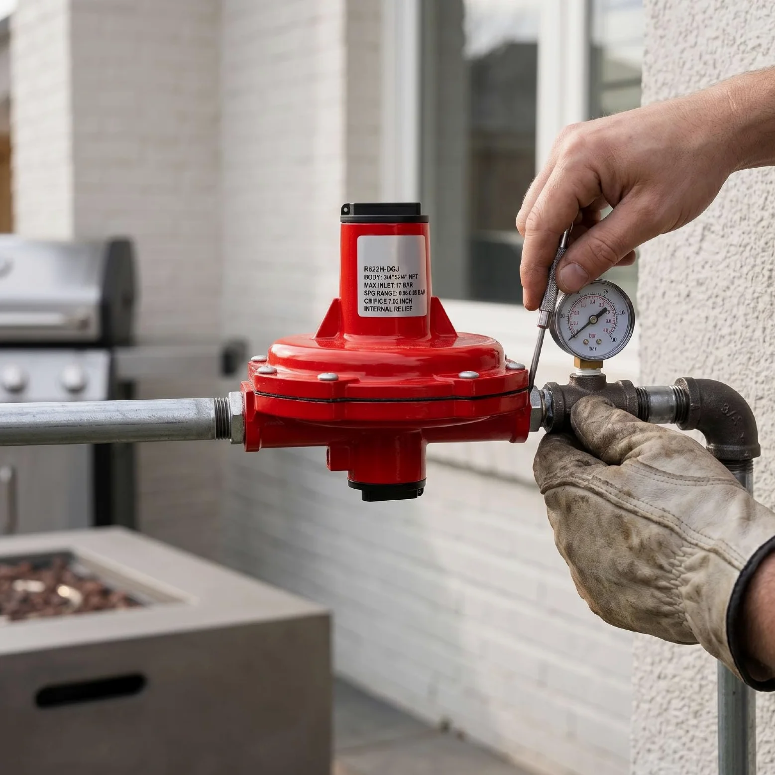 Regulador de Presión de Gas Ajustable, Válvula Reguladora de Gas Natural de 4-6 PSI, Entrada y Salida NPT de 3/4 de Pulgada, Presión Máxima de 250 PSI, Caudal de 30 M³/h