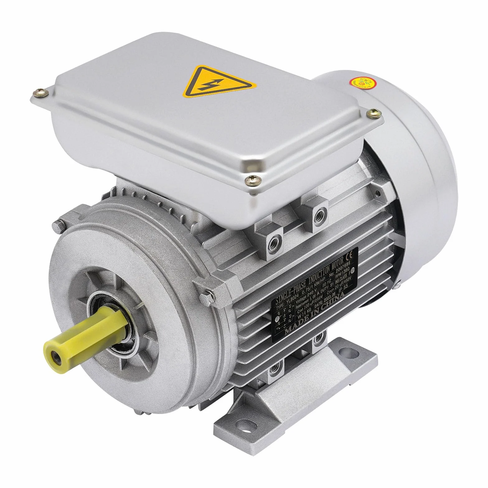 Motor monofásico con bobina de cobre puro 1380 rpm, compresor de motor eléctrico 0,75 kw (1HP) arranque pesado AC motor eléctrico adecuado para ventiladores, bombas, dispositivos mecánicos