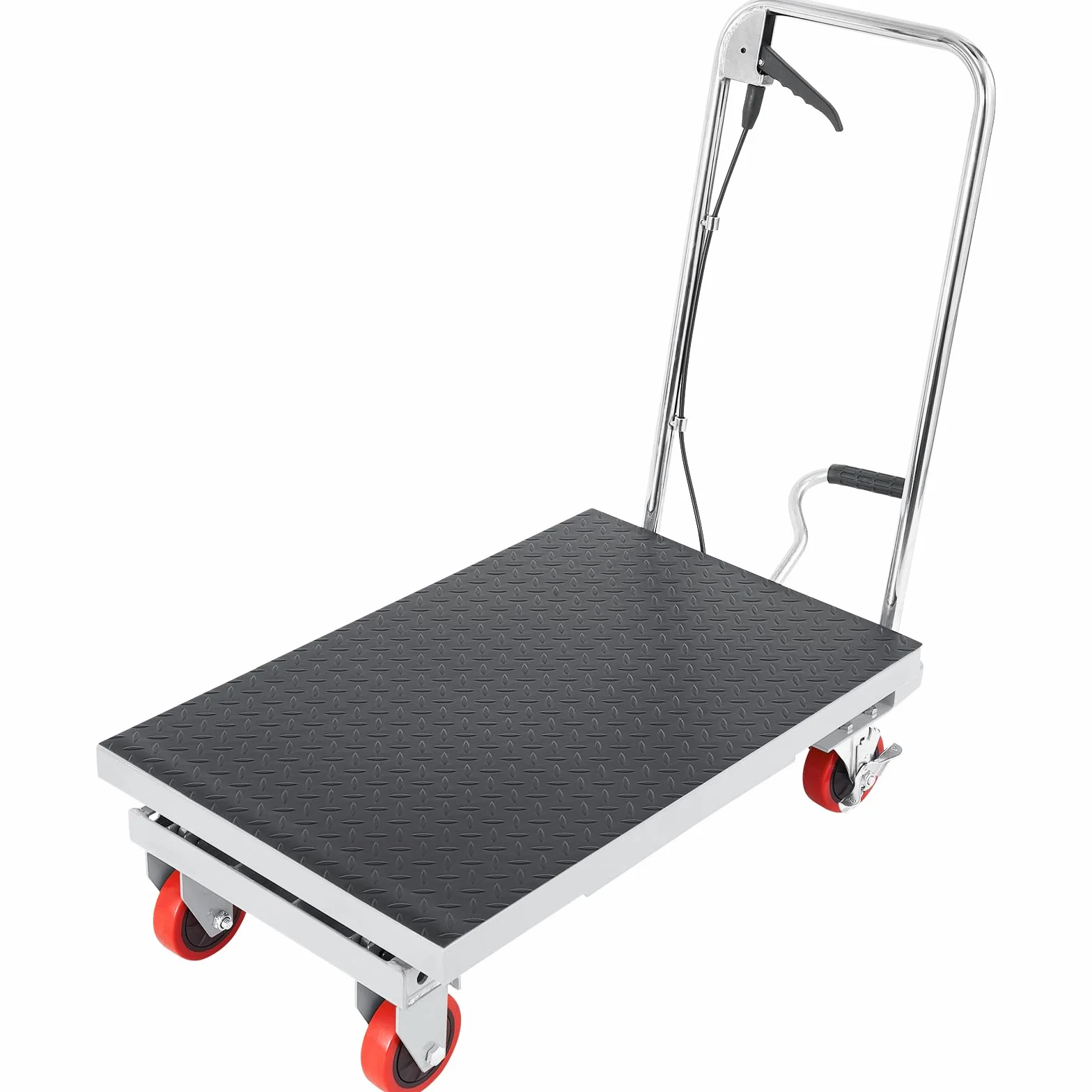VEVOR Carro Hidráulico de Mesa Elevadora Capacidad de Carga de 230 kg Elevador Manual de Tijera Simple Altura de Elevación de 720 mm 4 Ruedas Cojín Antideslizante para Manipulación Transporte, Gris