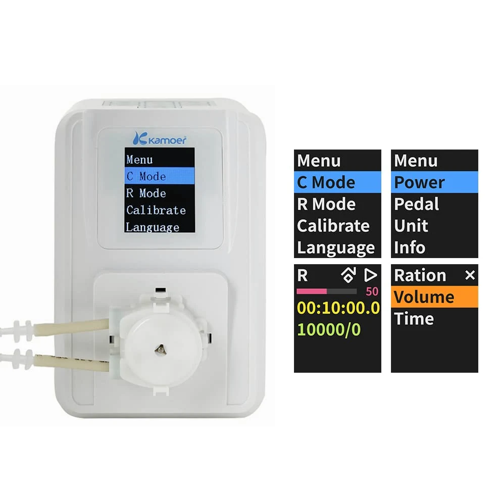 Kamoer M1-DC Bomba peristáltica inteligente 12V DC bomba dosificadora | Líquido programable de bajo flujo ajustable con control para acuario de laboratorio ≥ 33 ml/min