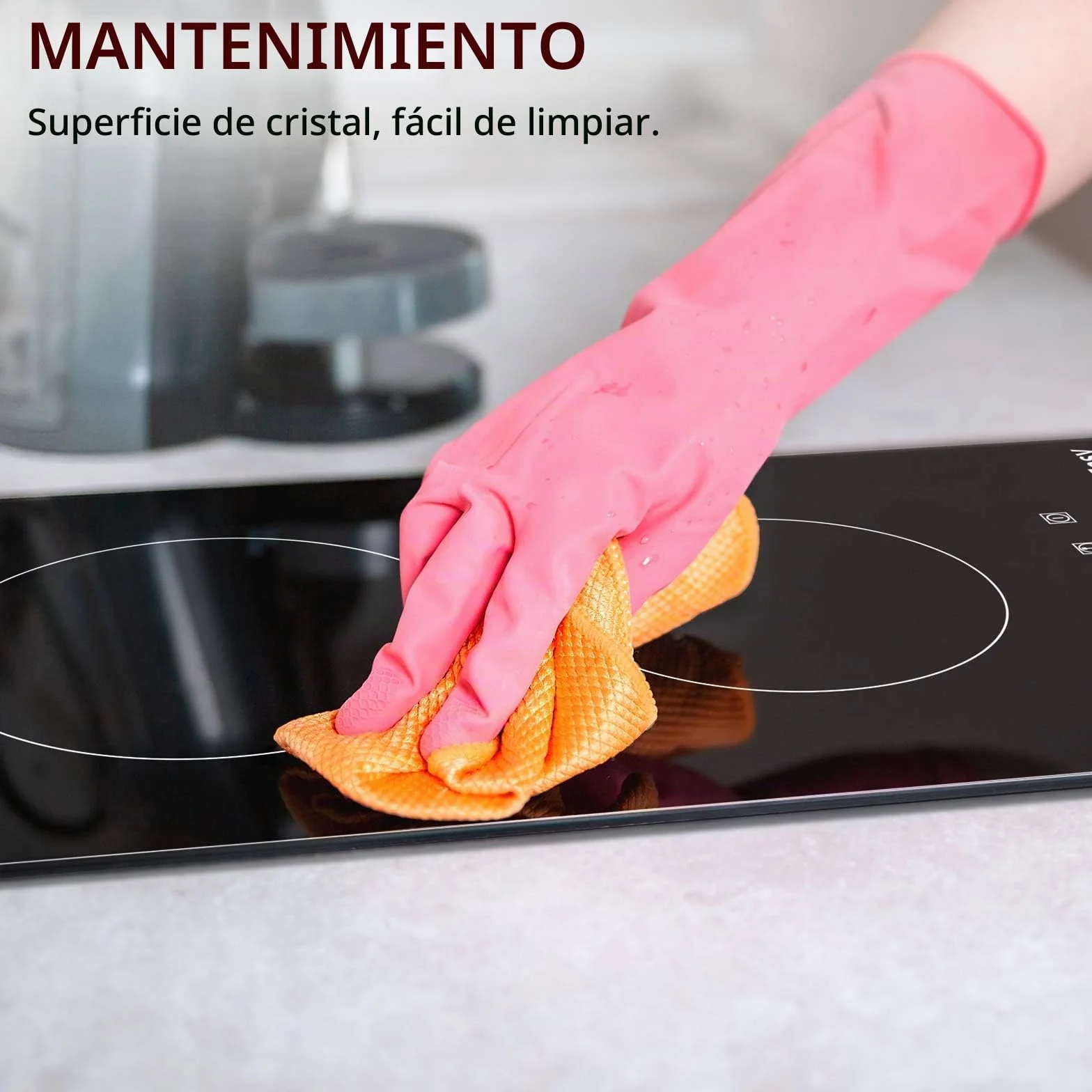Placa de vitrocerámica IsEasy 3000 W 29,5 cm 2 zonas cocción 9 niveles calor temporizador control táctil
