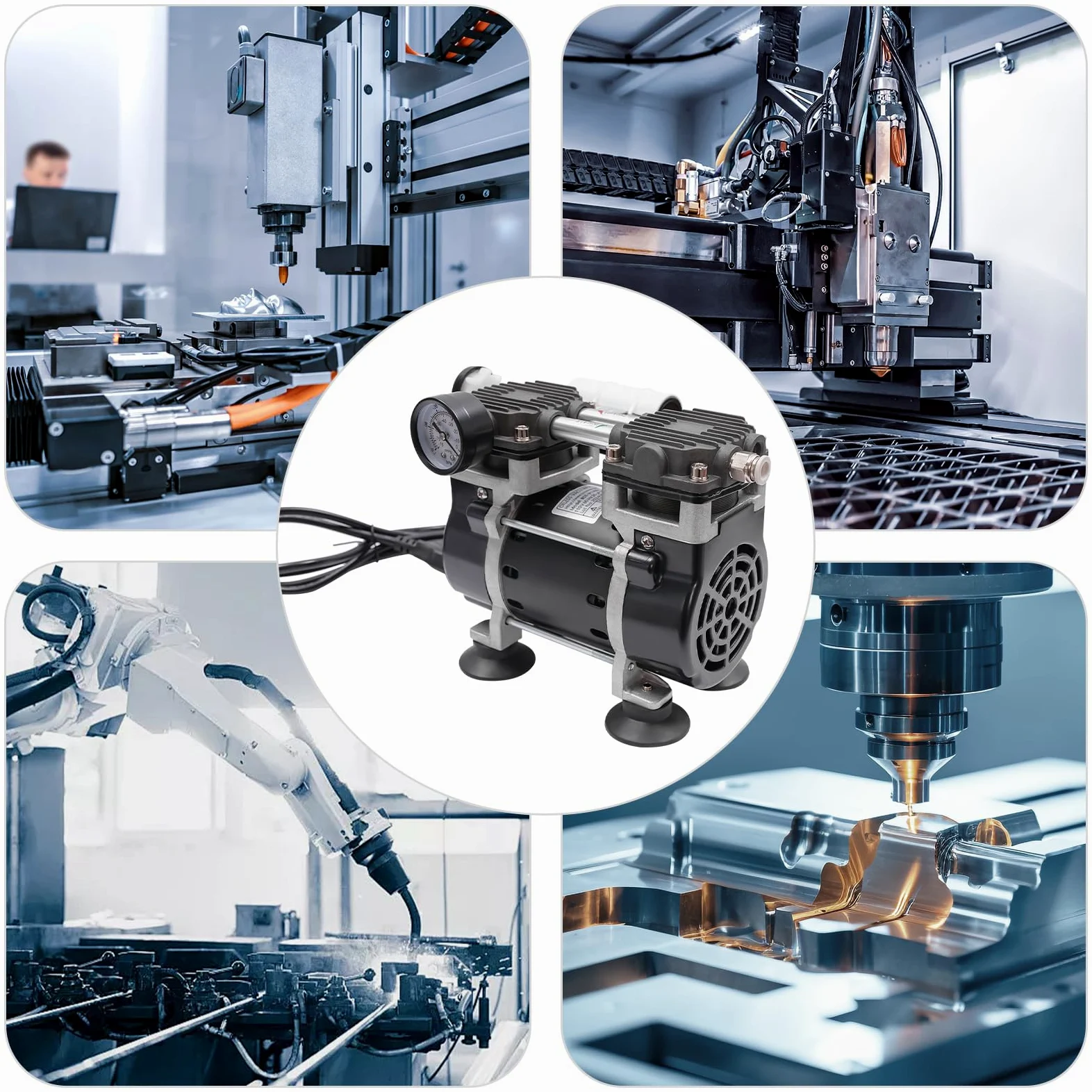 Bomba de vacío, bomba de vacío sin aceite, bomba de vacío industrial para laboratorios, equipos cosméticos, moldeo al vacío, plásticos, prensas hidráulicas