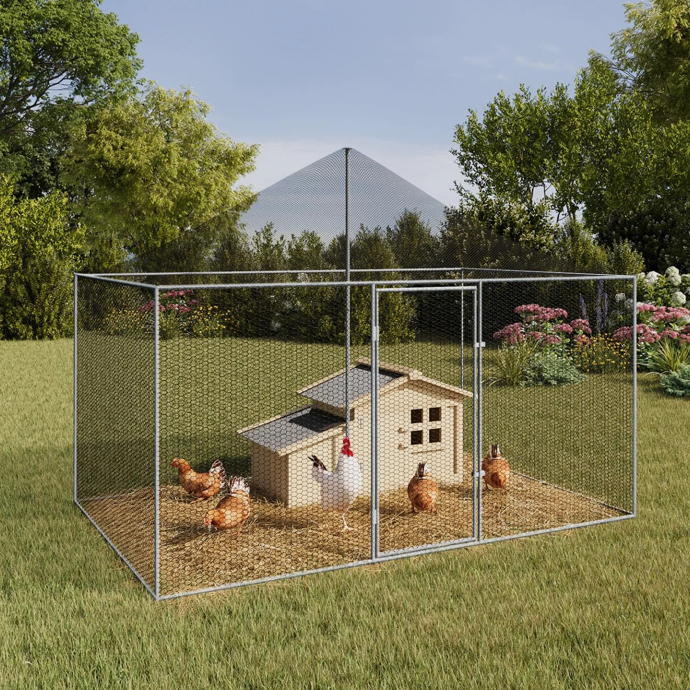 IDMarket - Aviario 6 m² Parque de malla de 3 x 2 M cercado gallinero para animales de bajo patio