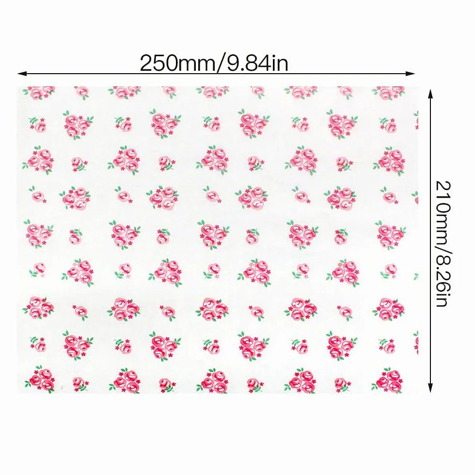 YunBey 100 Piezas Papel Encerado Impreso para Envolver Alimentos, Forros Cesta a Prueba de Grasa, 21x25 cm