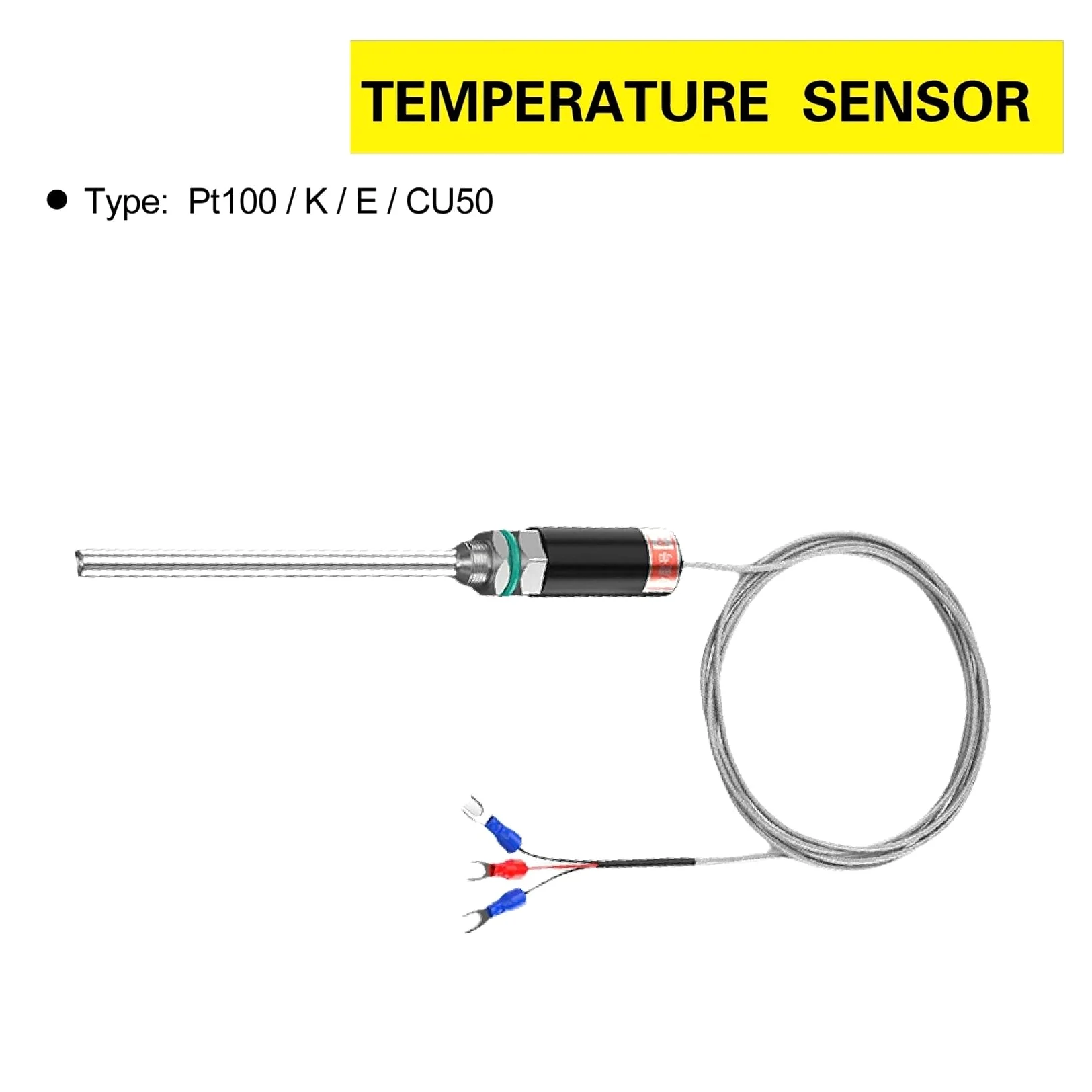 Sensor de temperatura impermeable de acero inoxidable Sensor de temperatura de superficie de termopar(PT100 500MM)