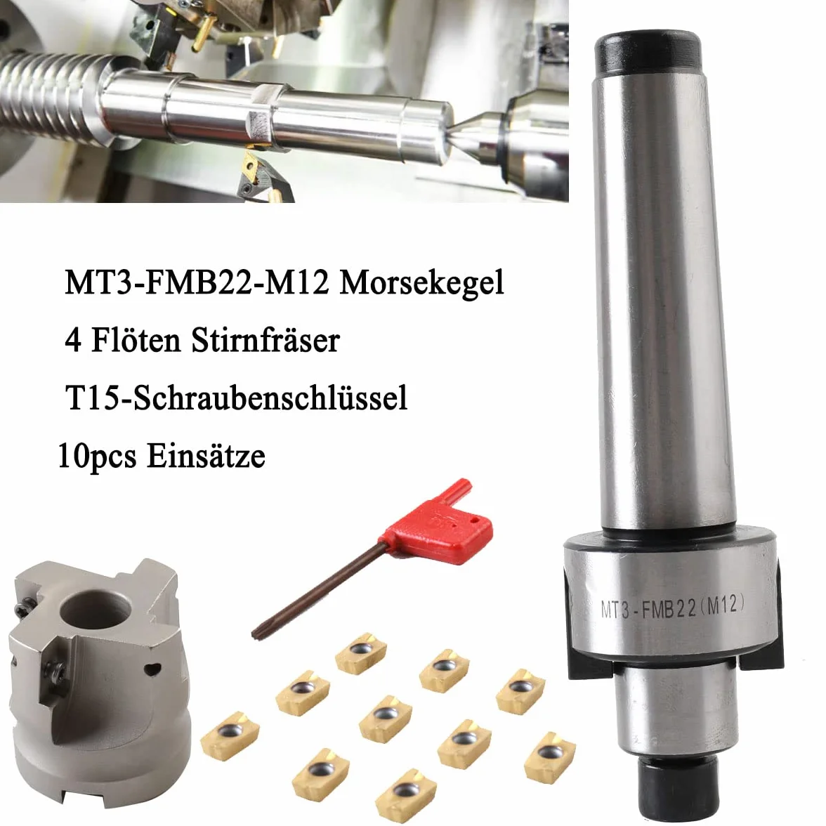 Soporte para fresa de planos MT3-FMB22-M12 400R-50-22, juego de corte CNC APMT1604