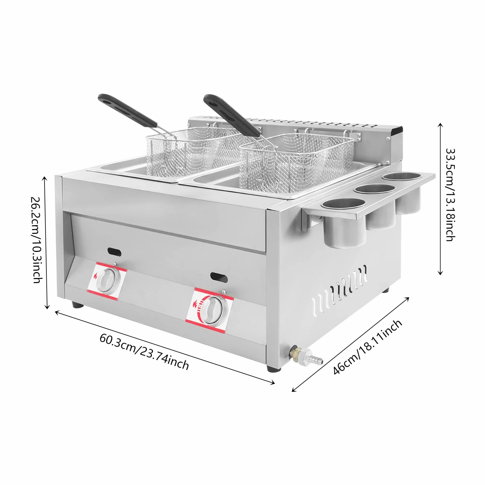 Freidora doble de acero inoxidable de 6 litros