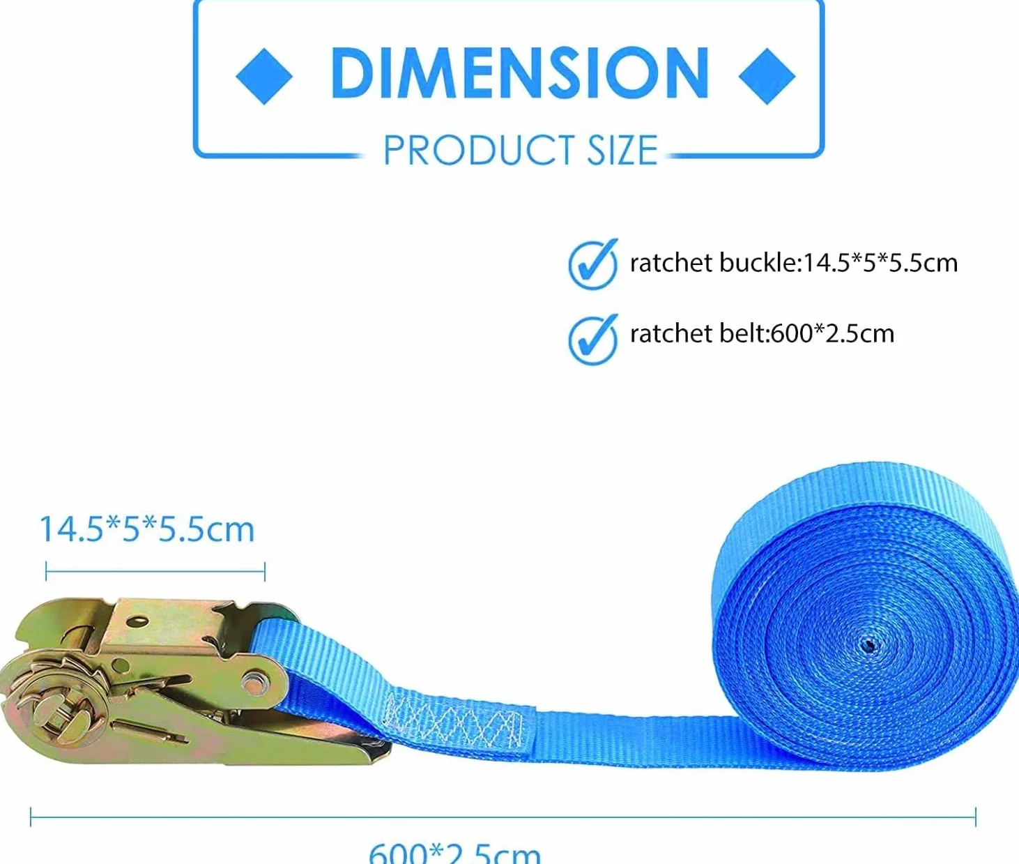 Cinchas de Amarre Carga 800kg, 6m x 25mm Correas de Amarre con Trinquete, Tensor de Carraca 10 Piezas Azul