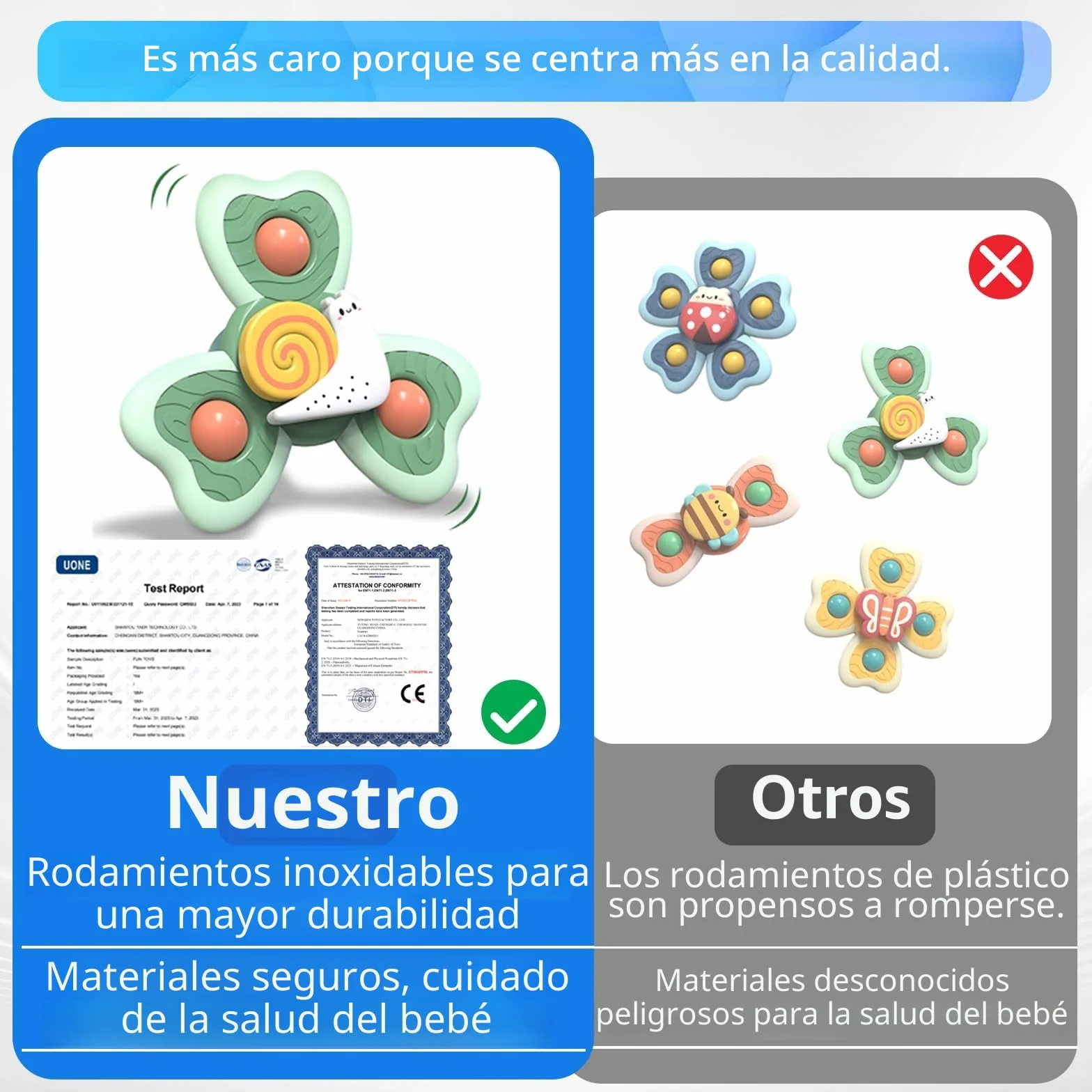 Spinner Bebé con Ventosa 3 Juguetes Giratorios Sensoriales para Baño Trona Viaje