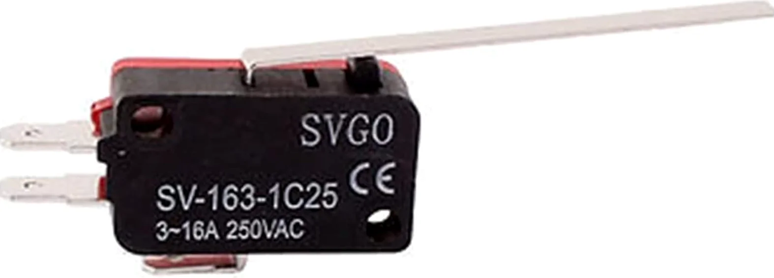 Microinterruptores 10 Uds Brazo de Palanca de bisagra Recto Largo momentáneo 1NO 1NC Micro Interruptor de límite Rojo SV-163-1C25