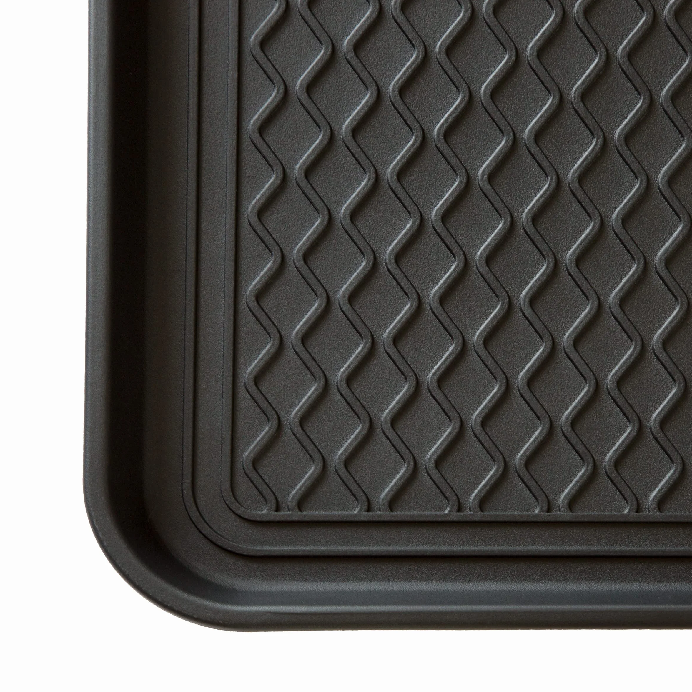 Stalwart All-Weather Indoor/Outdoor Boot Tray - Weather-Resistant Hard Plastic Shoe Mat with Raised Edge for Entryways, Decks, and Patios by (Black)