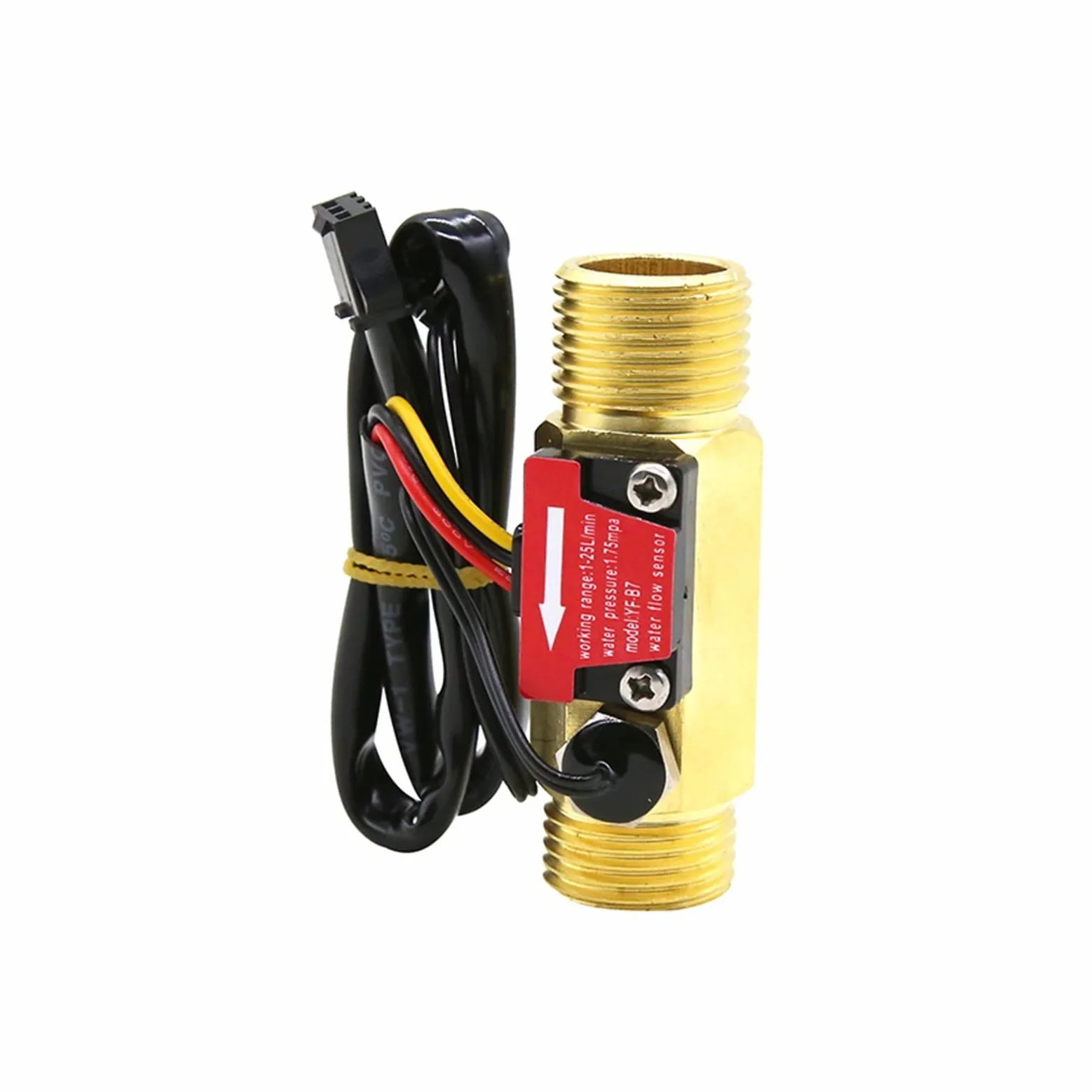 Sensor de Flujo de Agua DN15 DN20, Rosca Externa de latón de 1,75 MPa, caudalímetro de turbina de Pulso, DC5~18V con detección de Temperatura,para Un Funcionamiento Eficiente(DN20)