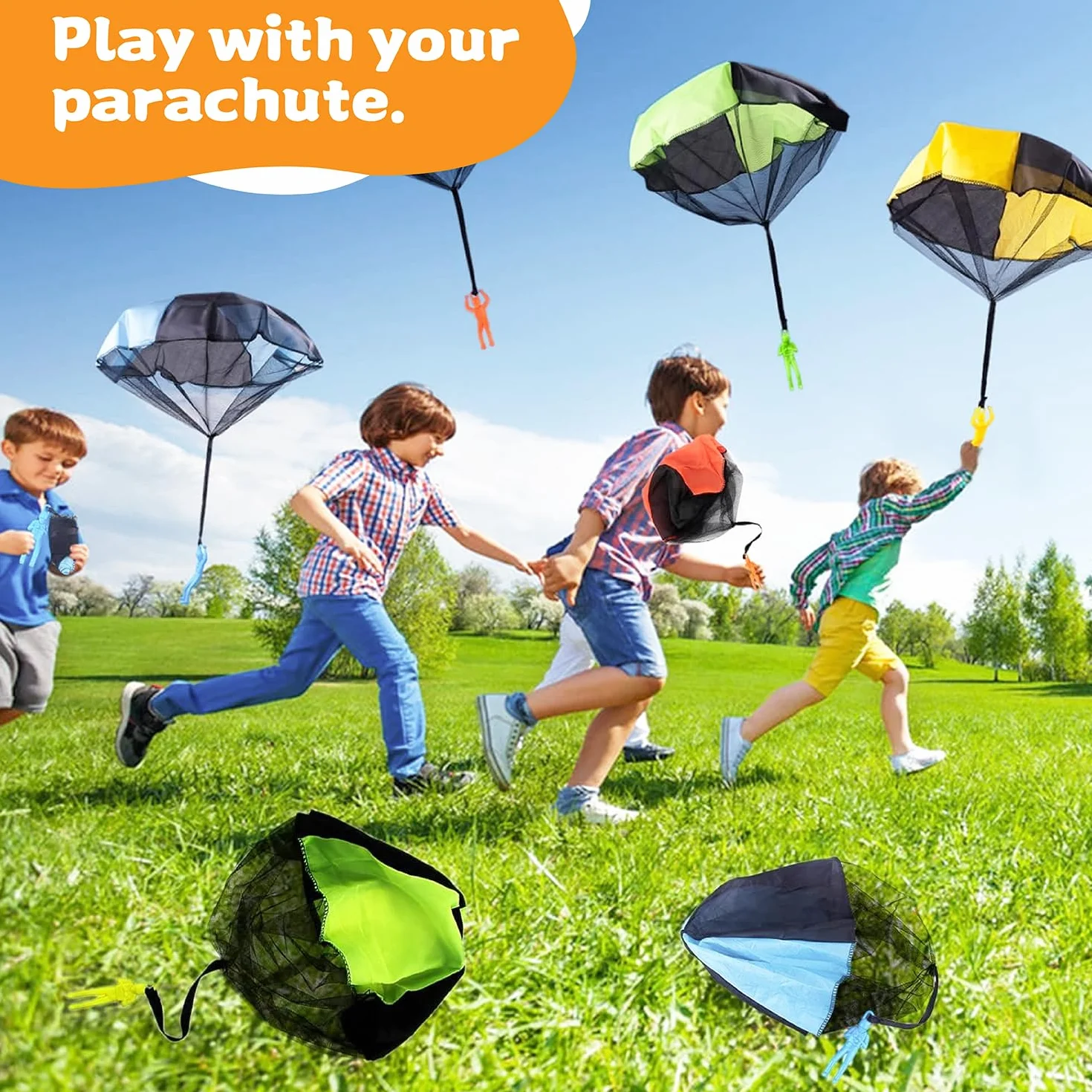 Juguetes paracaídas, Parachutist Hand Throwing Toy, Juegos de Exterior con Soldados y paracaídas, Mini paracaídas para niños (6 Piezas)