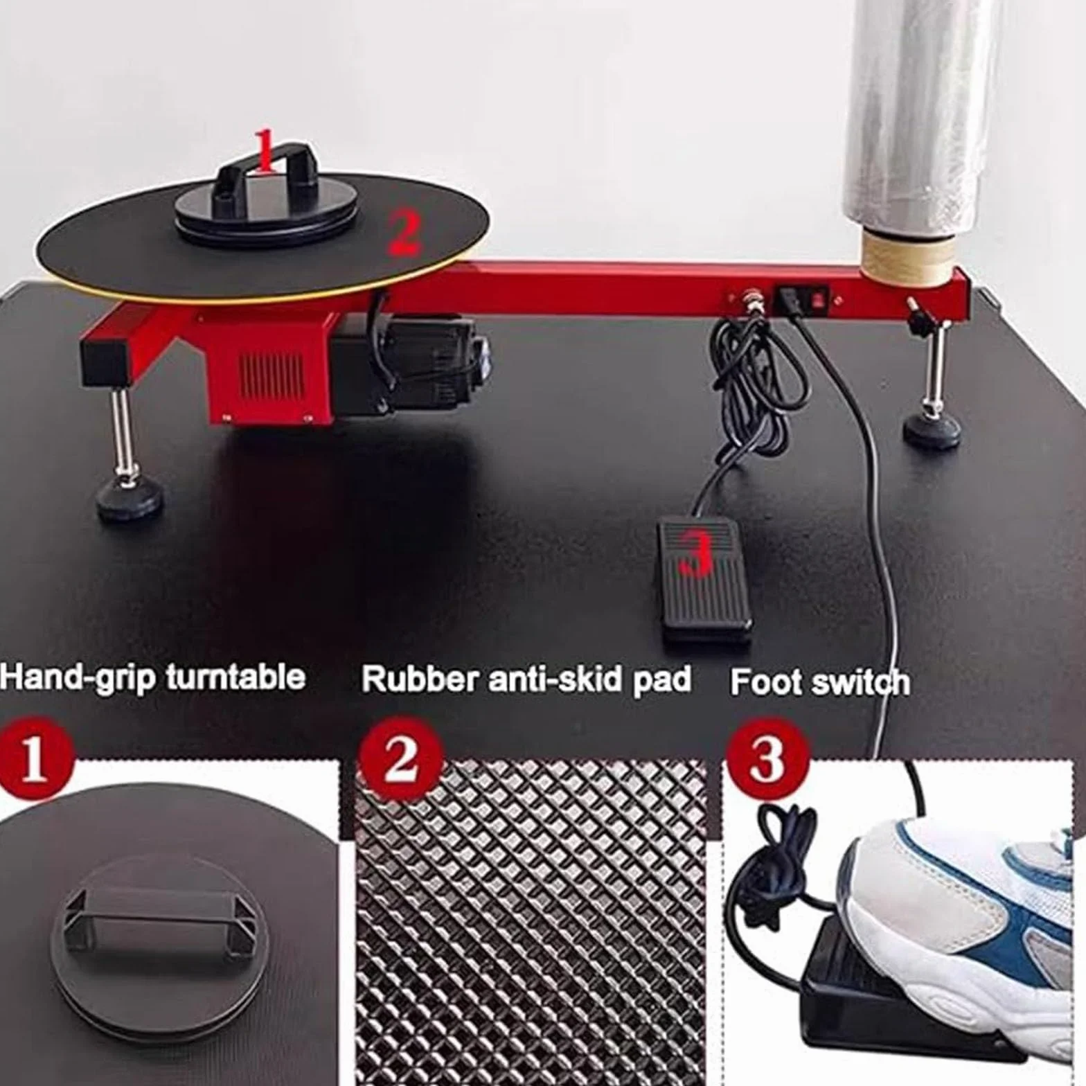 Máquina Envolvedora Eléctrica De Película Estirable, Máquina Envolvedora De Paletas Completamente Automática, Velocidad 30 RPM, Diámetro De La Plataforma Giratoria 40 Cm, Máquina Empacadora De