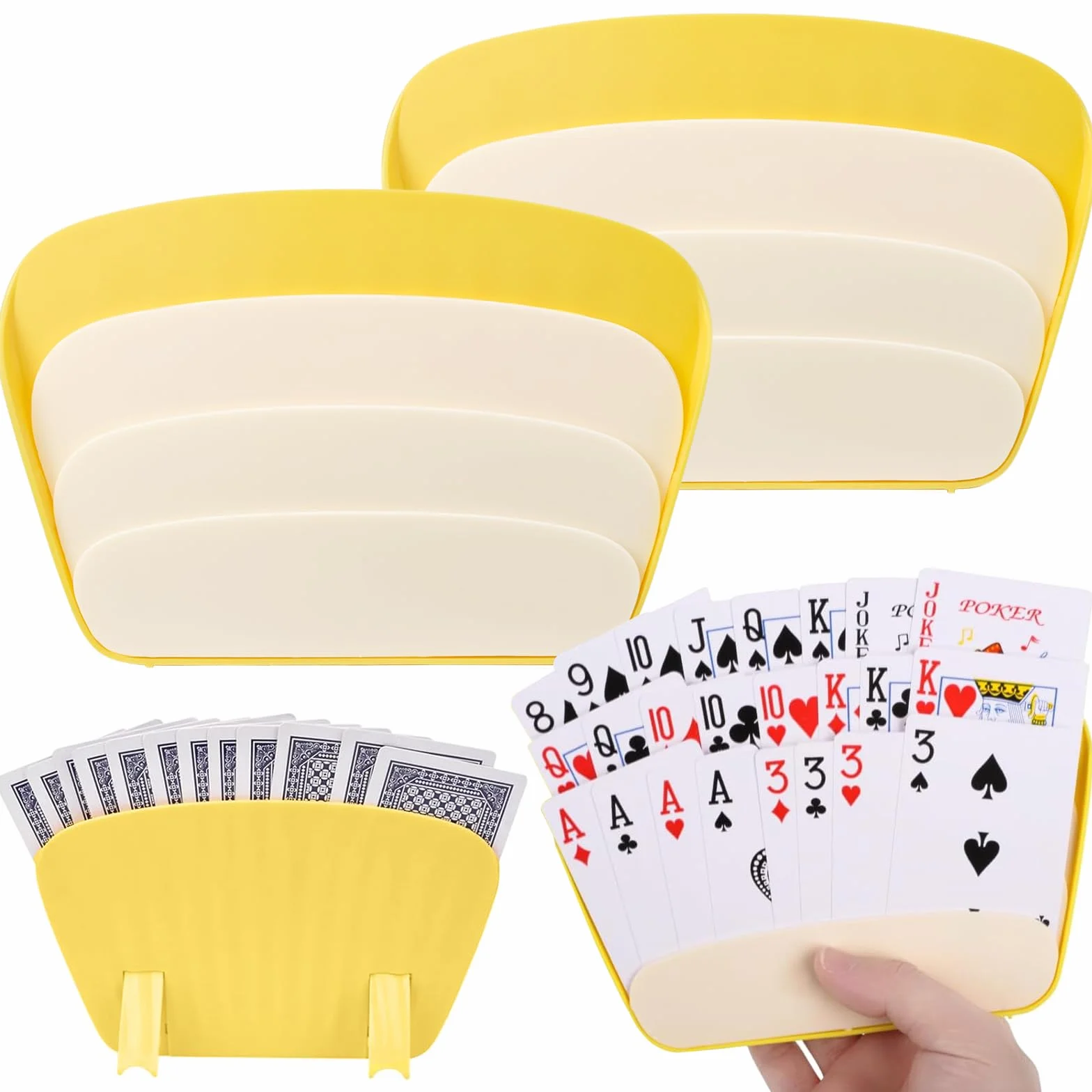 Sujeta Cartas Naipes 4 Piezas, Soporte Cartas de Plástico Manos Libres para Niños Adultos