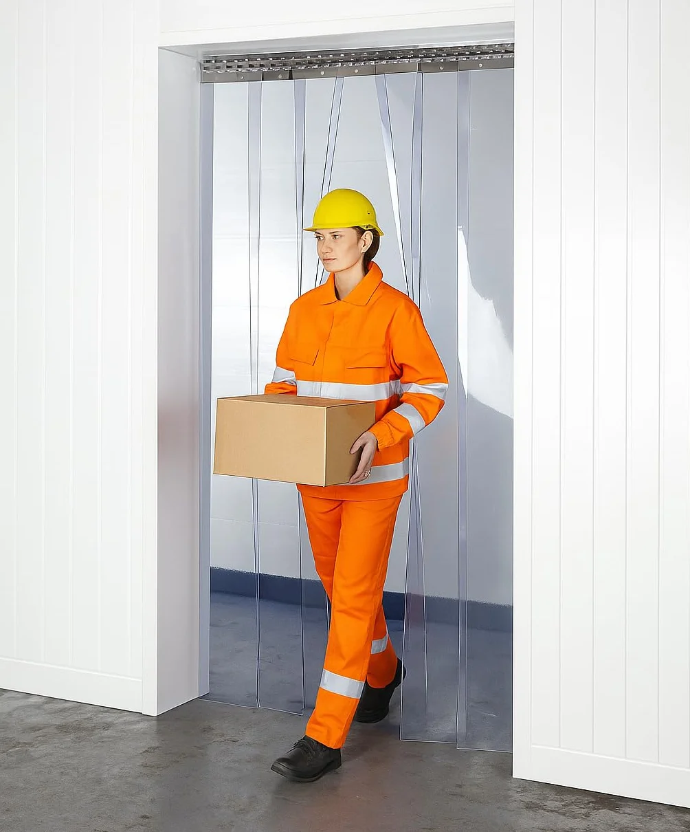 SCD Cortinas De Tiras PVC Industriales Kit Completo para Puertas Y Cámaras Frigoríficas (1m x 2m) - Cortina Transparente 200mm x 2mm Sin Ftalatos para Almacenes Y Carnicerías, Cámara Frigorífica