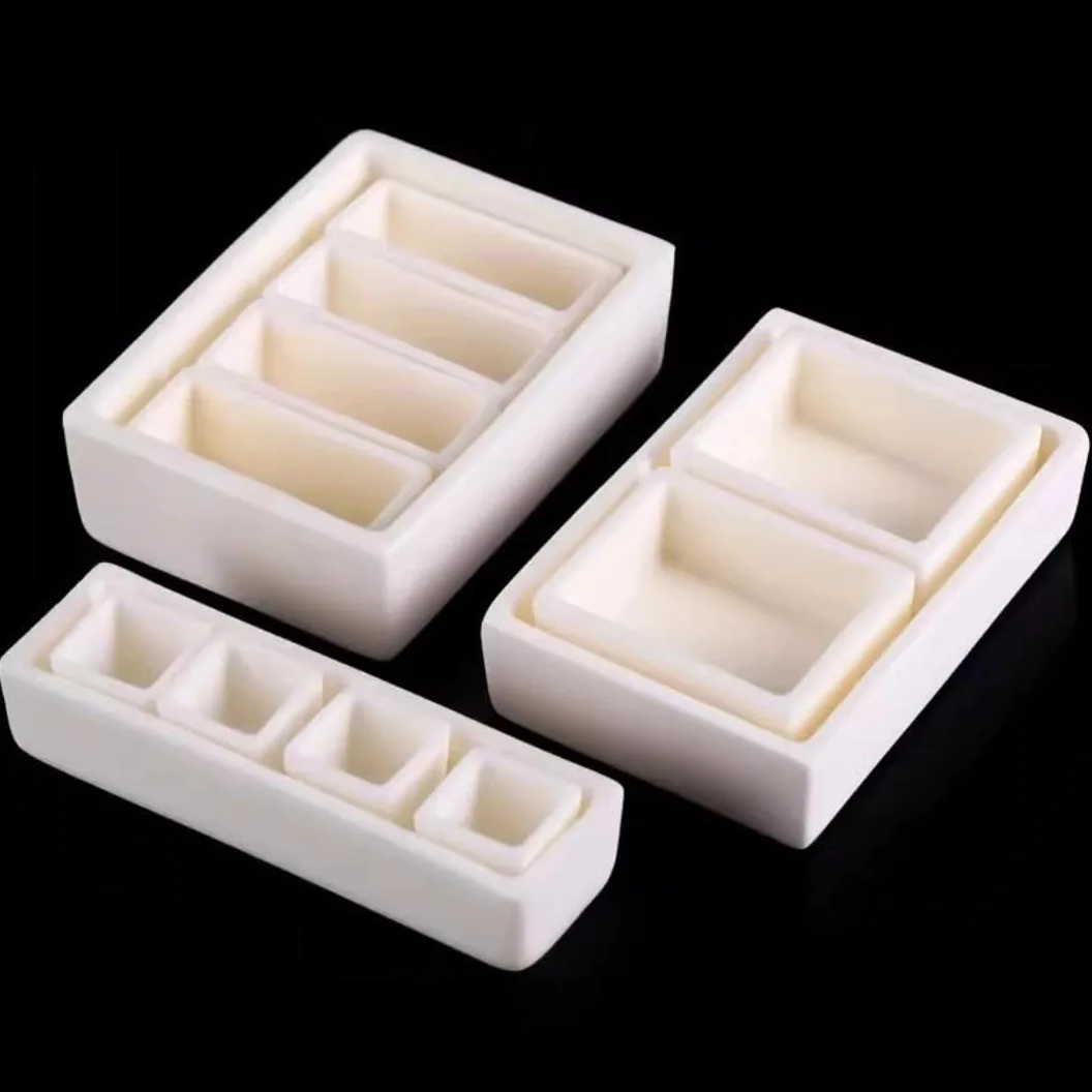 Juego de crisoles de alúmina de alta temperatura for análisis de laboratorio (moldes de combustión de 50-100 mm)(90x65x30mmx12)