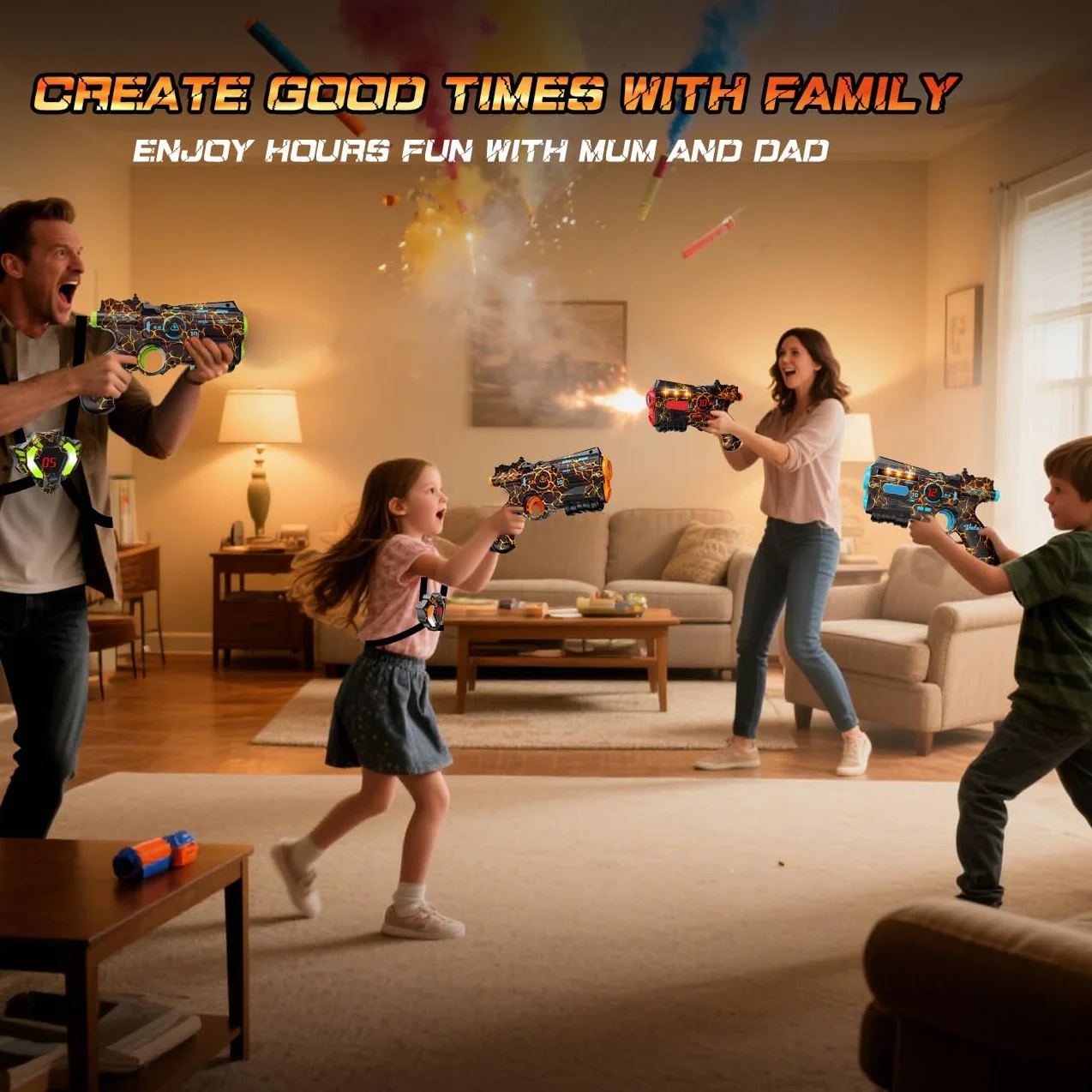 VATOS Recargable Laser Tag Set 4 Jugadores 2.4GHz Pistola Chaleco