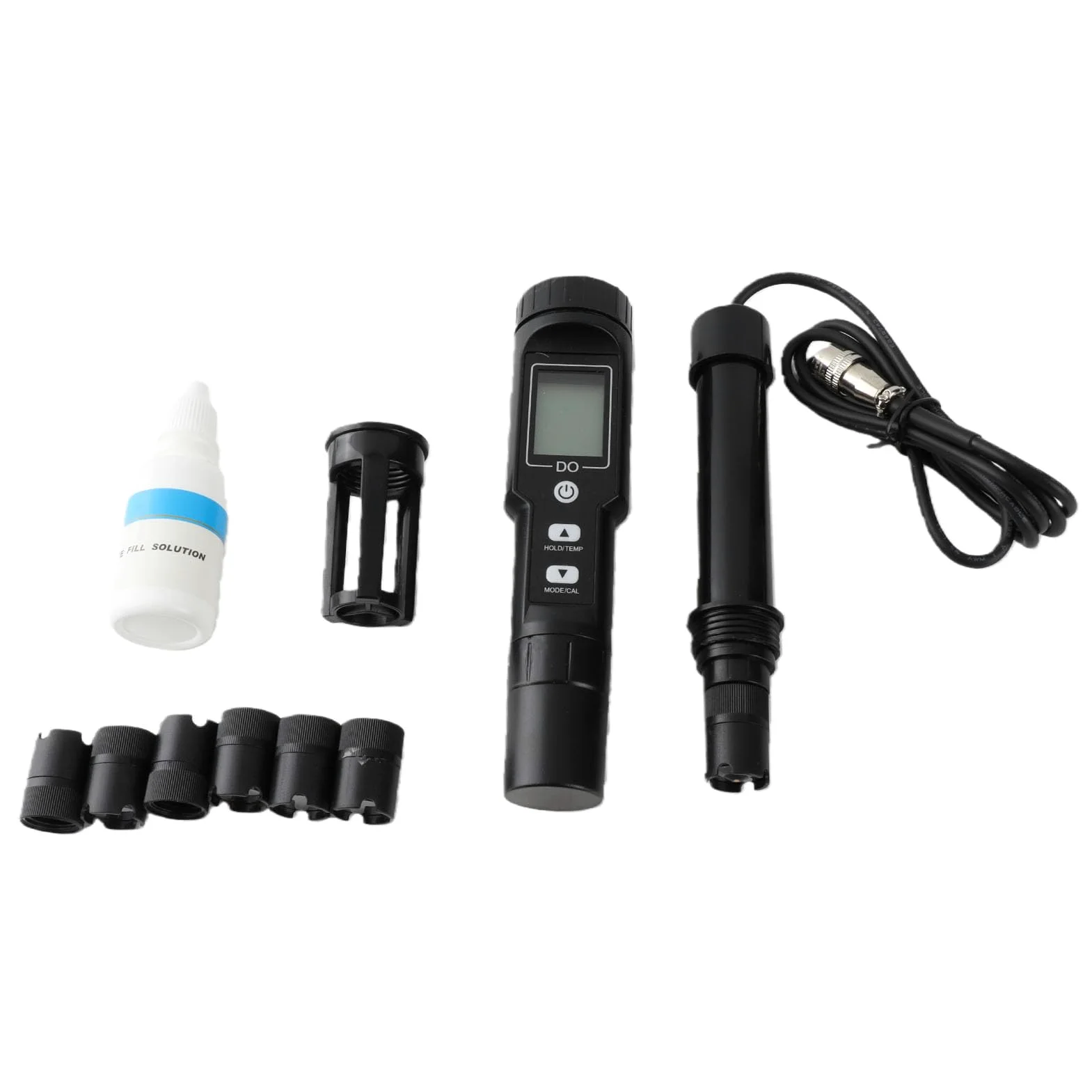 Generic Medidor de Oxígeno Disuelto con Sonda Desmontable y Probador de Calidad con Pantalla Digital para Acuarios, Estanques, Laboratorios y Acuicultura Compensación de Temperatura Apagado