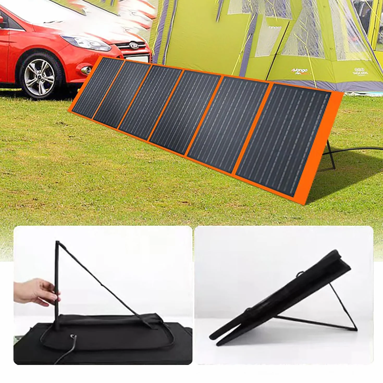 Panel solar plegable portátil de 500 W, 18 V de alta potencia IP65, kit fotovoltaico impermeable para estación de energía al aire libre, camping RV respaldo (500 W)