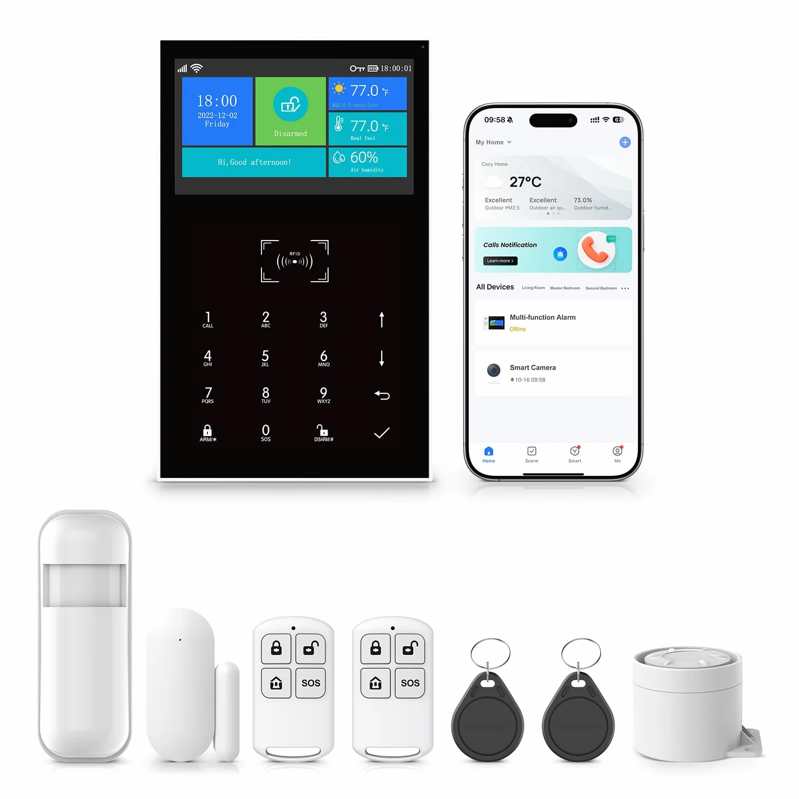 Sistema de alarma de seguridad inalámbrico WiFi GSM 4G Alexa y Google compatible con sirena PIR Sensor de movimiento mandos a distancia Sensor de ventana/puerta TUYA APP Control Sistema de alarma