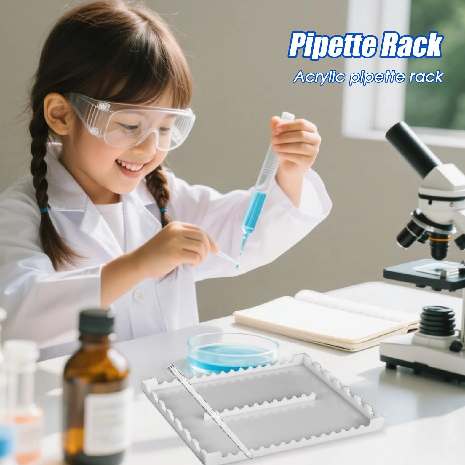 Soporte De Pipeta De 22 Vías - Soporte De Sujeción De Acrílico Con Barras De 1,4 Cm Para Laboratorio