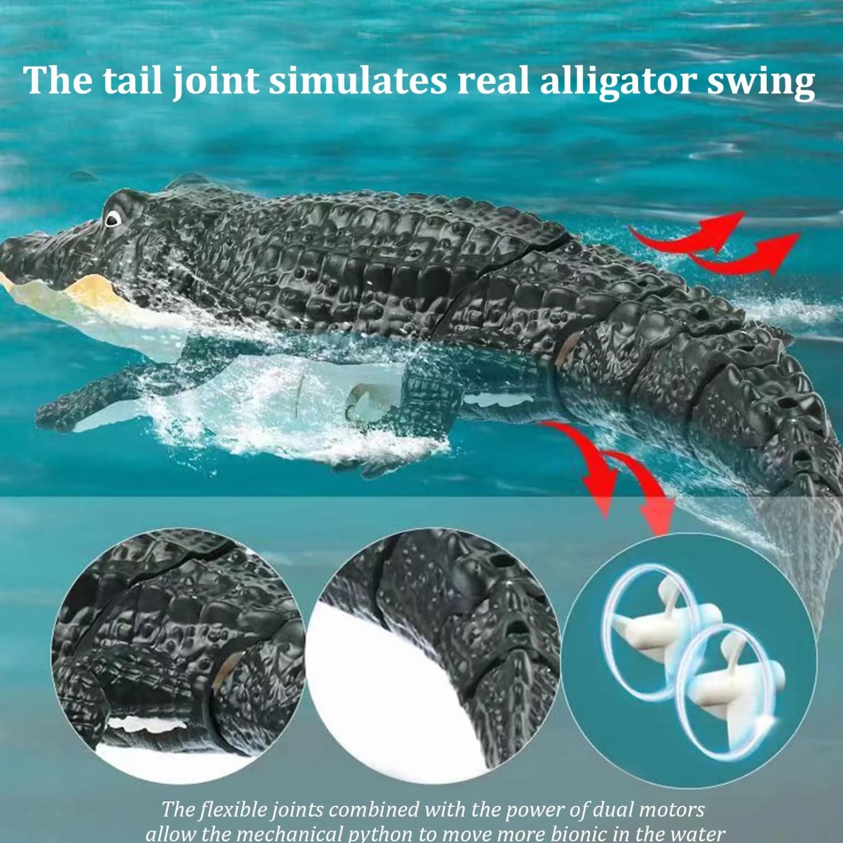 Alligator de Control Remoto 2.4 GHz Impermeable Juguetes de Agua para Piscina