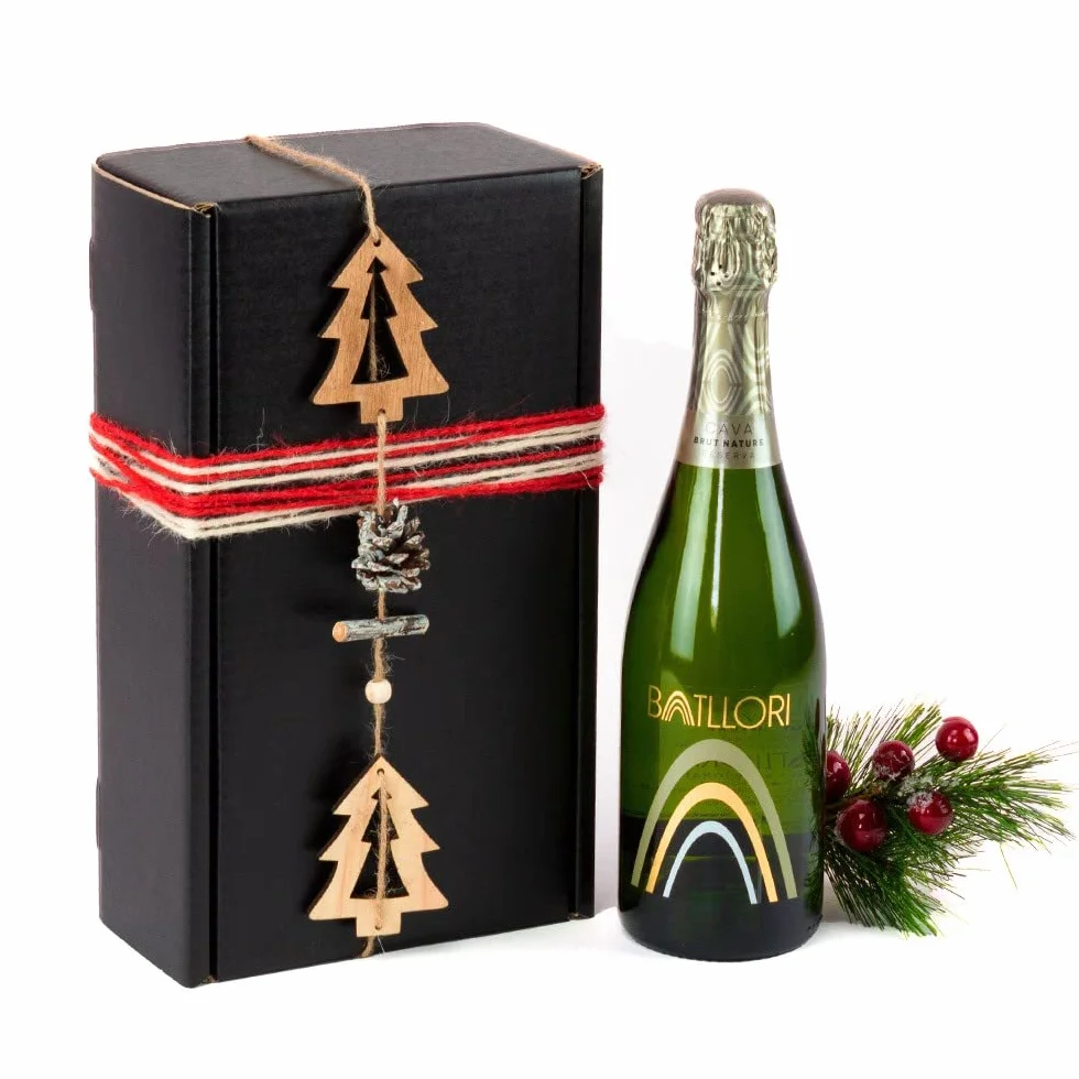Pack 50 unidades - CAJA HORIZONTAL CAVA 2 BOTELLAS NEGRA S/ASA