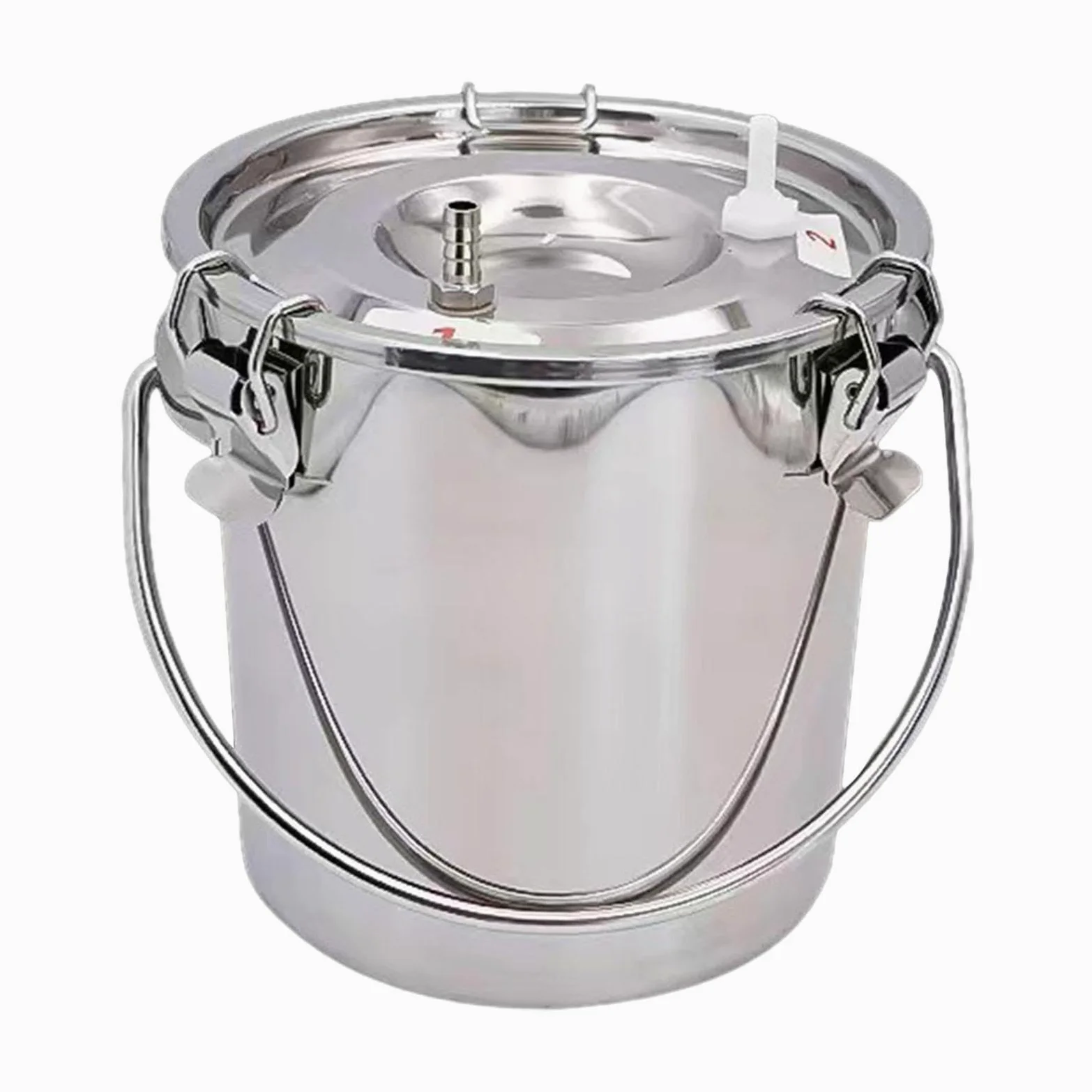 Juego de 2 cubos de ordeñadora para ordeñadora, para vaca, oveja, caballo, 3 L, plateado