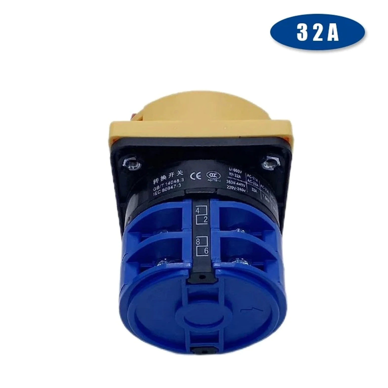 LW26GS-32/04-2 interruptor de leva giratorio candado de encendido y apagado de 2 posiciones 690V 32A interruptores de cambio de 2 polos contacto plateado YMW26 1 Uds