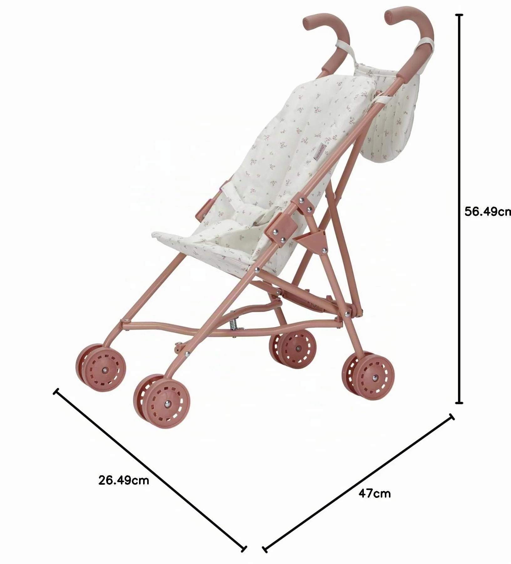 Little Dutch Cochecito plegable de metal para muñecas 33-46 cm blanco rosa