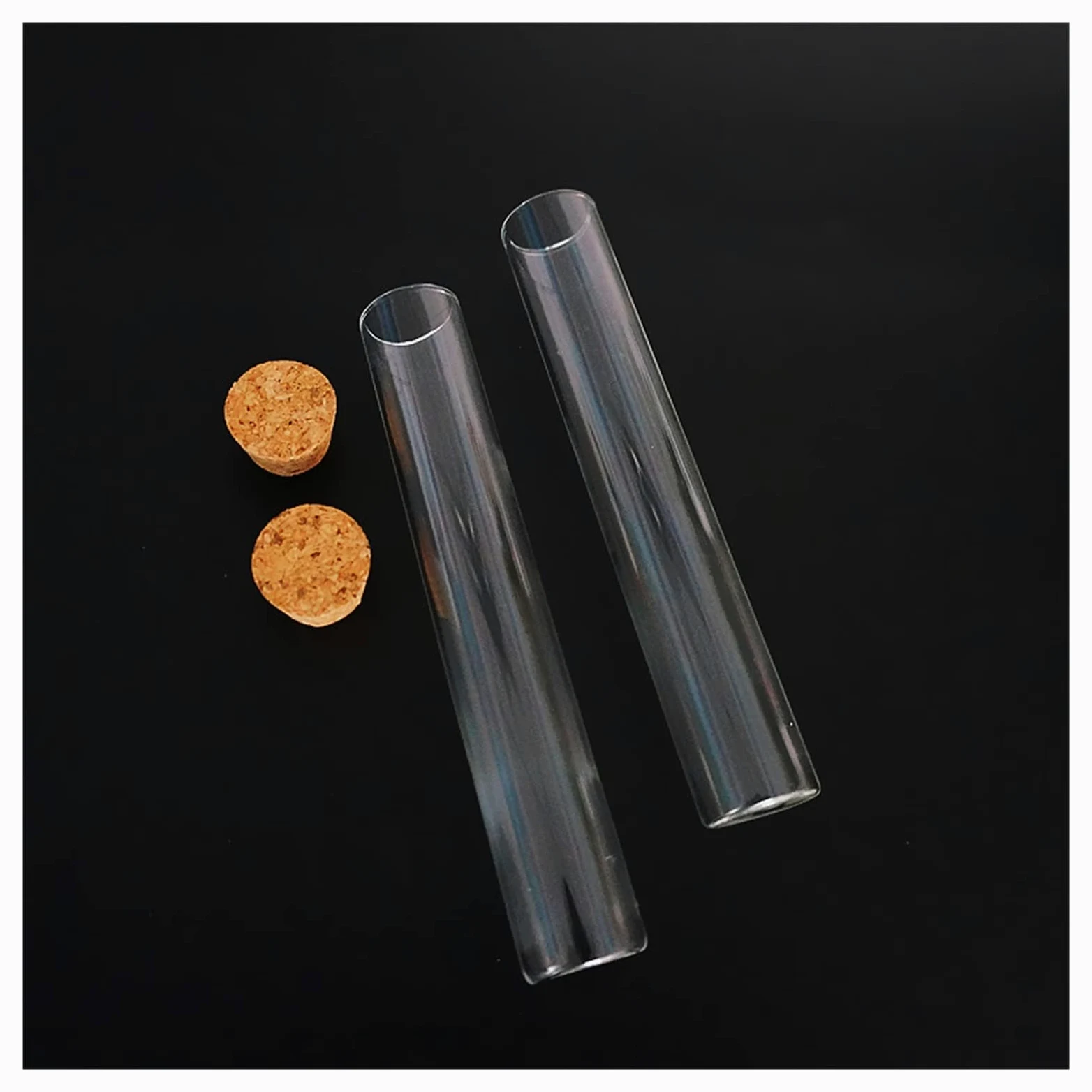 YYJzsw 24 unids/lote 25x150mm tubo de ensayo de vidrio de fondo plano transparente con tapones de corcho suministros de laboratorio