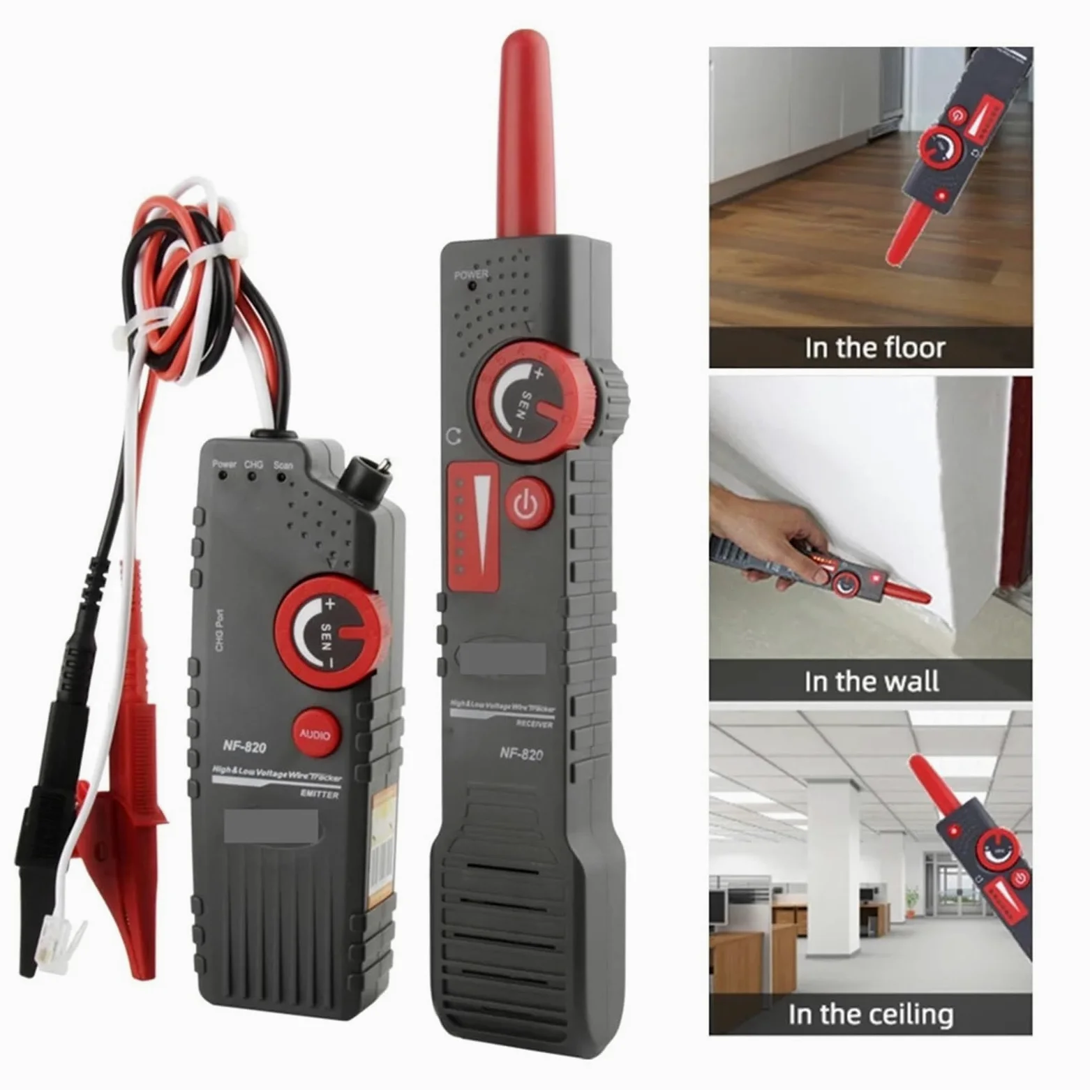 Comprobador de cables de red, Comprobador BNC RJ45 RJ11 NF-820, comprobador de cables alta y baja tensión, localizador subterráneos, rastreador antiinterferencias