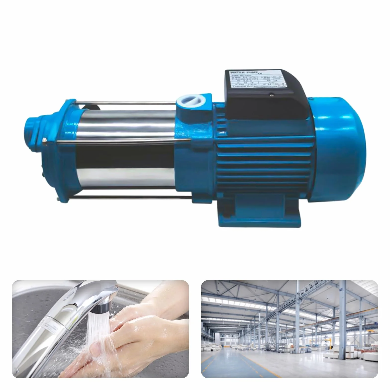 Potente Bomba Centrífuga 2500 W Para Riego de Jardín Con Interruptor de Presión - 4000 L/H, 110 m, Acero Inoxidable