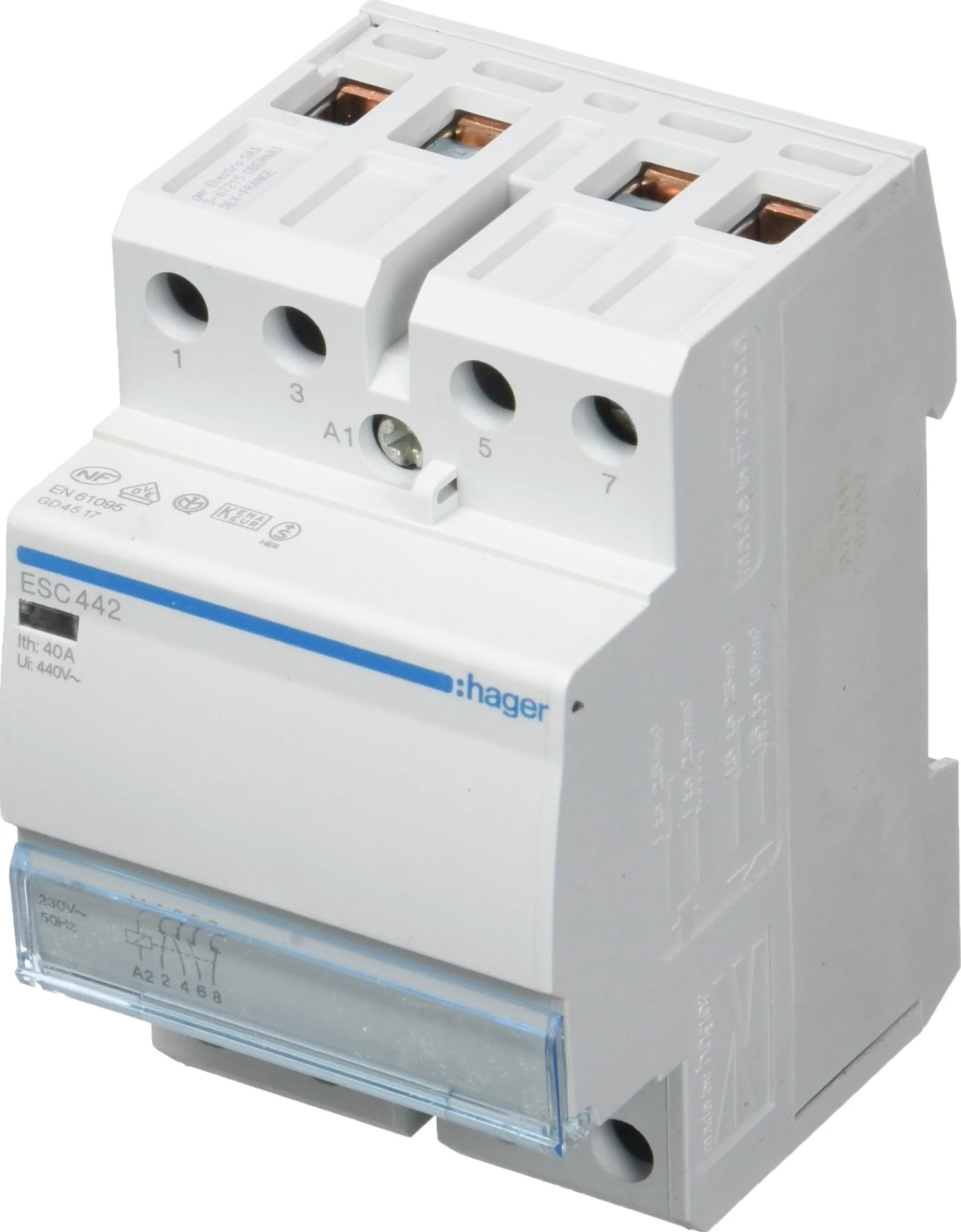 Hager ESC442 Contactor, 40A, 2NA+2NC, 230V