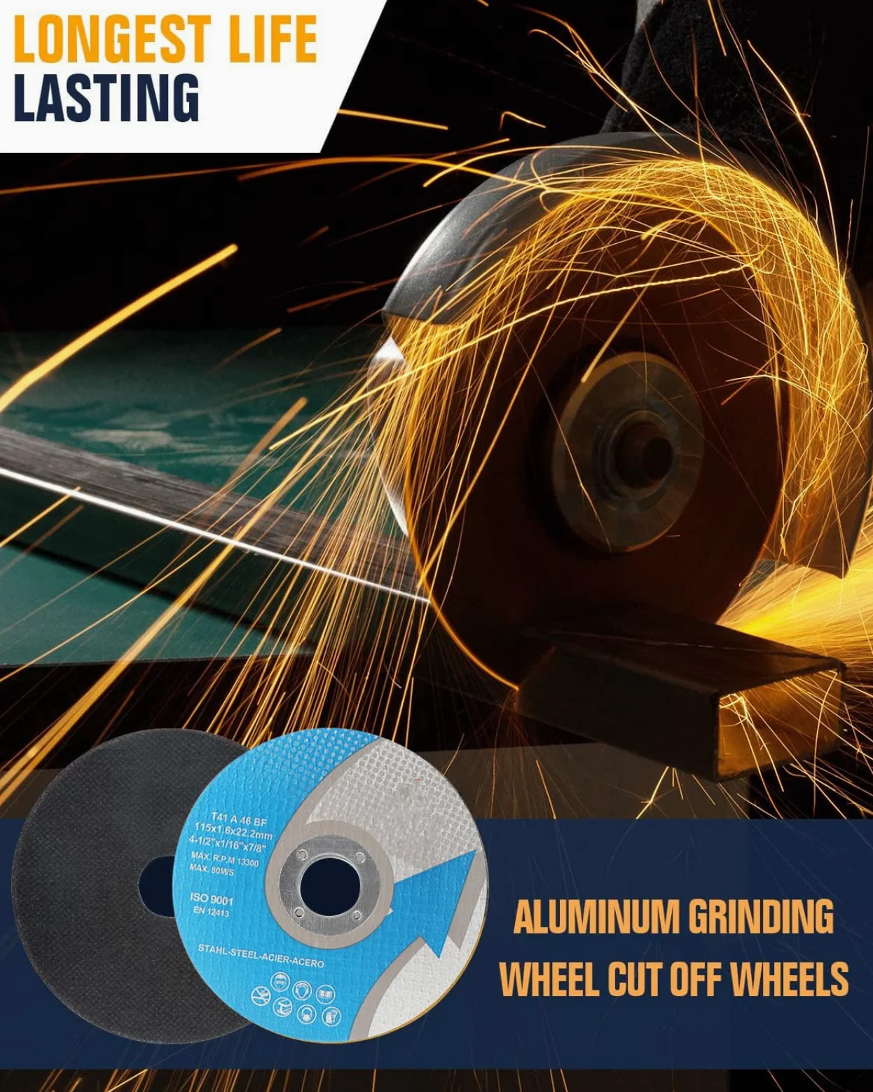 Disco De Corte De Acero Inoxidable De 115mm, Corte De Ruedas, Herramientas De Corte De Molienda Reforzada Con Fibra Para Metal, Hierro, 25 Uds.