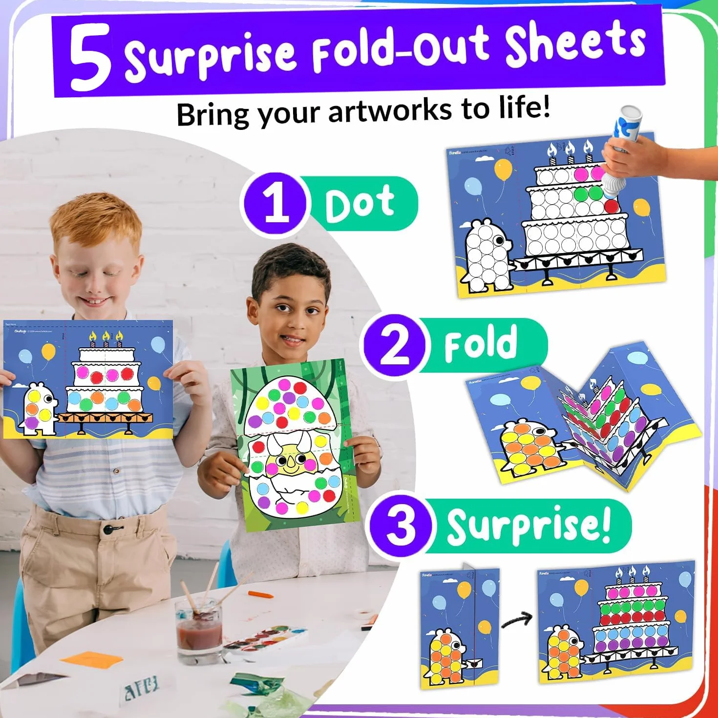 Chalkola 8 Rotuladores de Punto Lavables para Niños Pequeños – No Tóxicos, Sellos de Bingo, Marcadores de Punto con Libro de Actividades